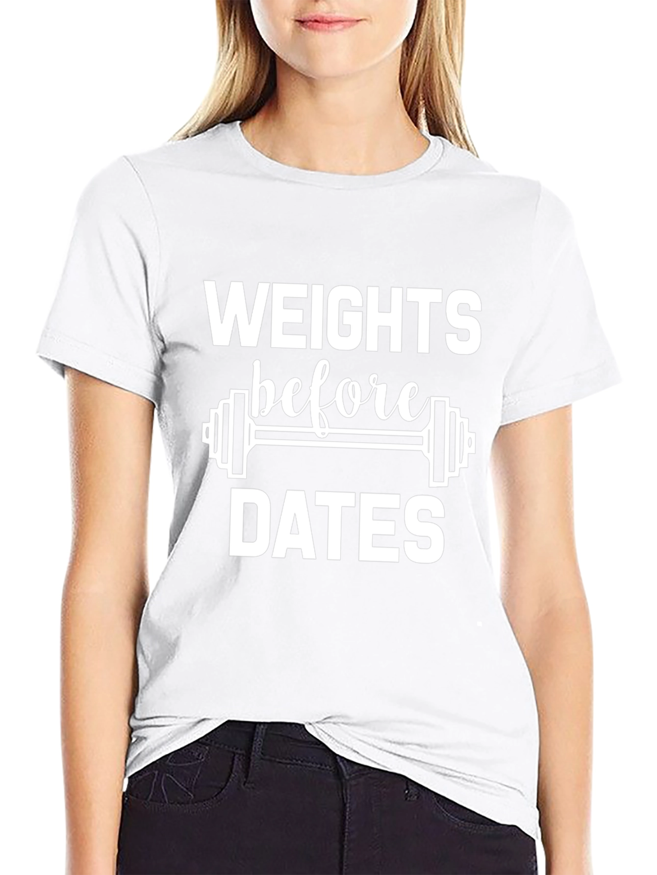 Weights Before Dates Graphic T-Shirt - Black