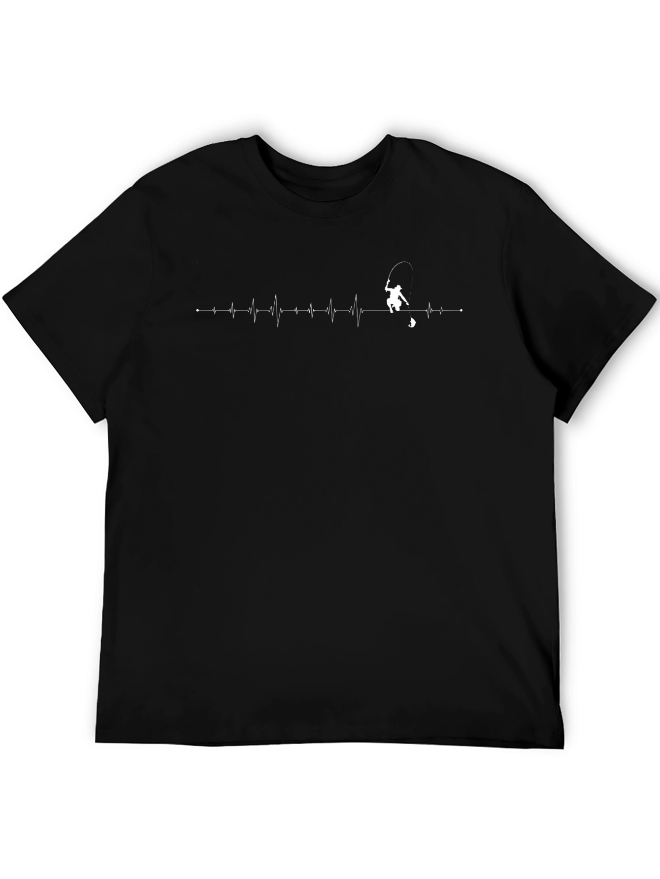Fishing Heartbeat T-Shirt - Black