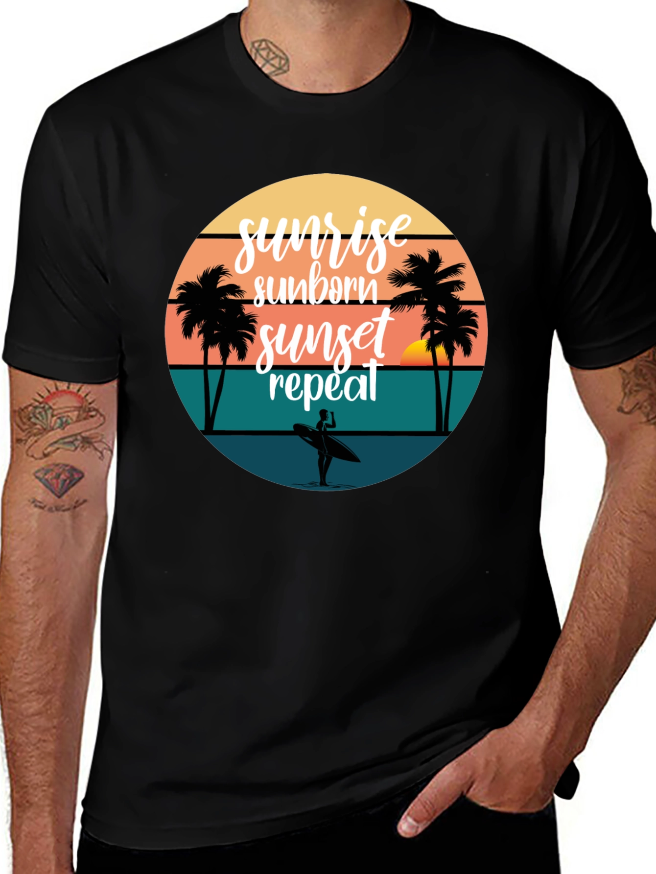 Sunset Surfing Tee: Beach Vibes