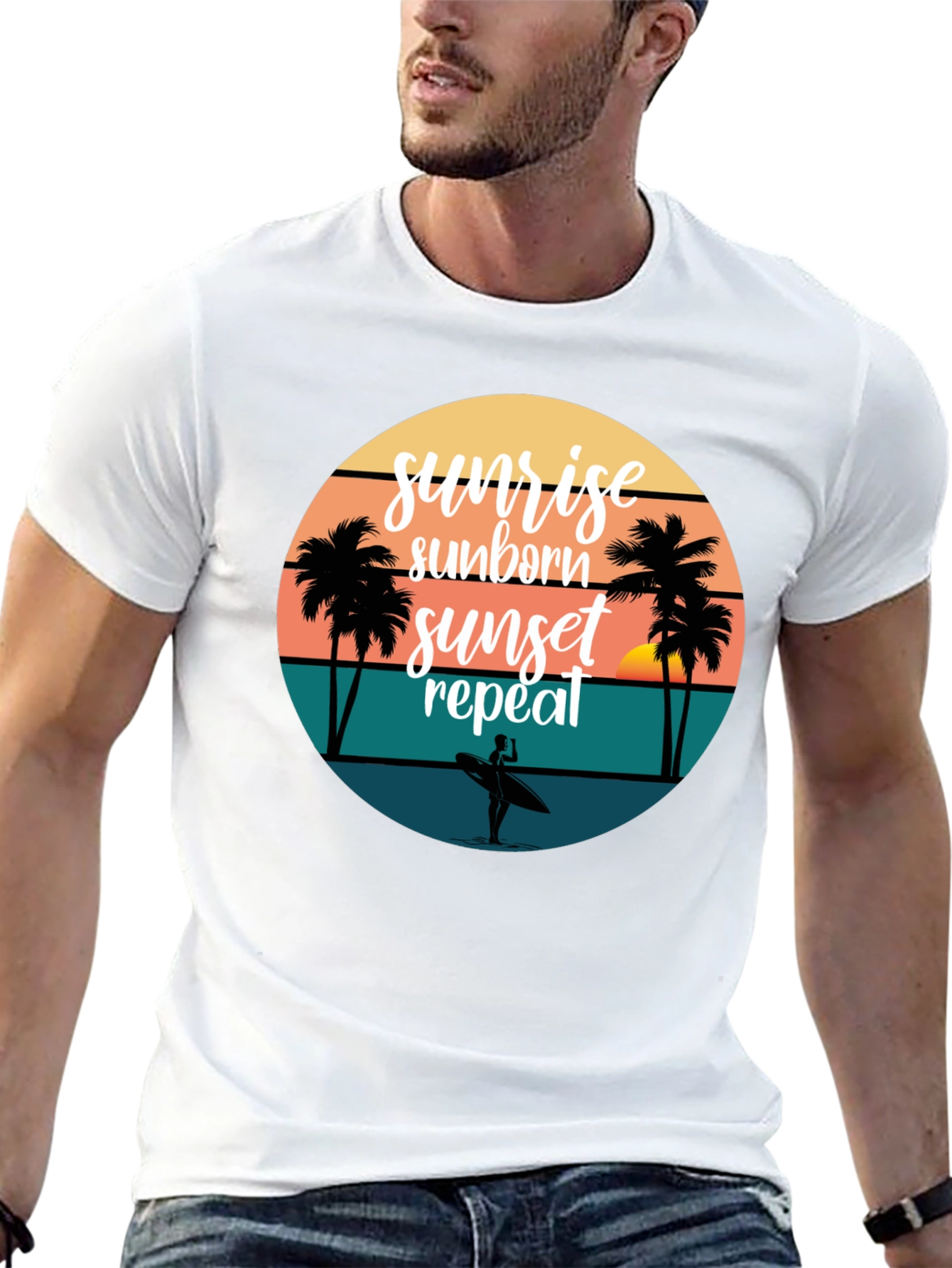 Sunset Surfing Tee: Beach Vibes