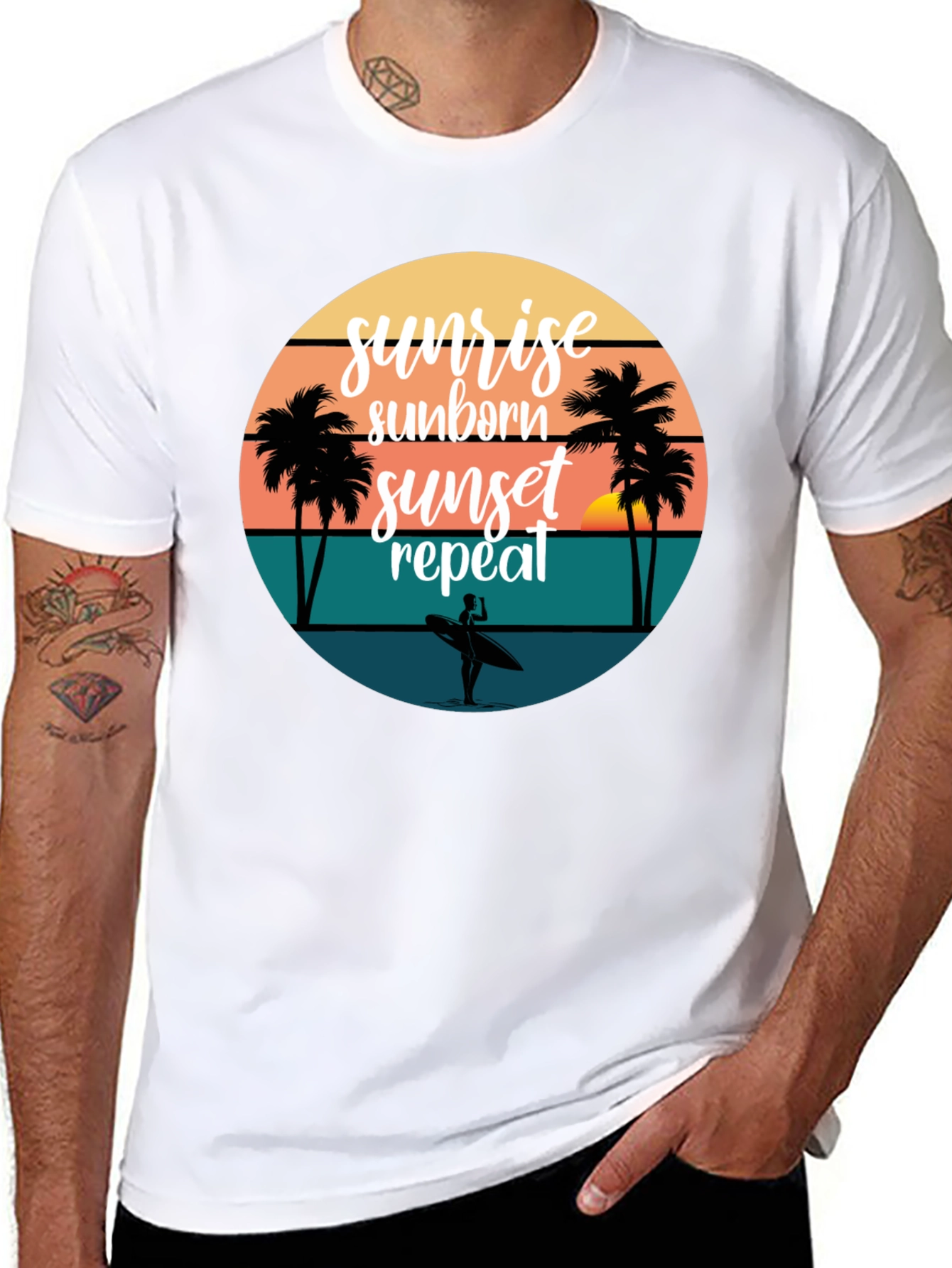 Sunset Surfing Tee: Beach Vibes