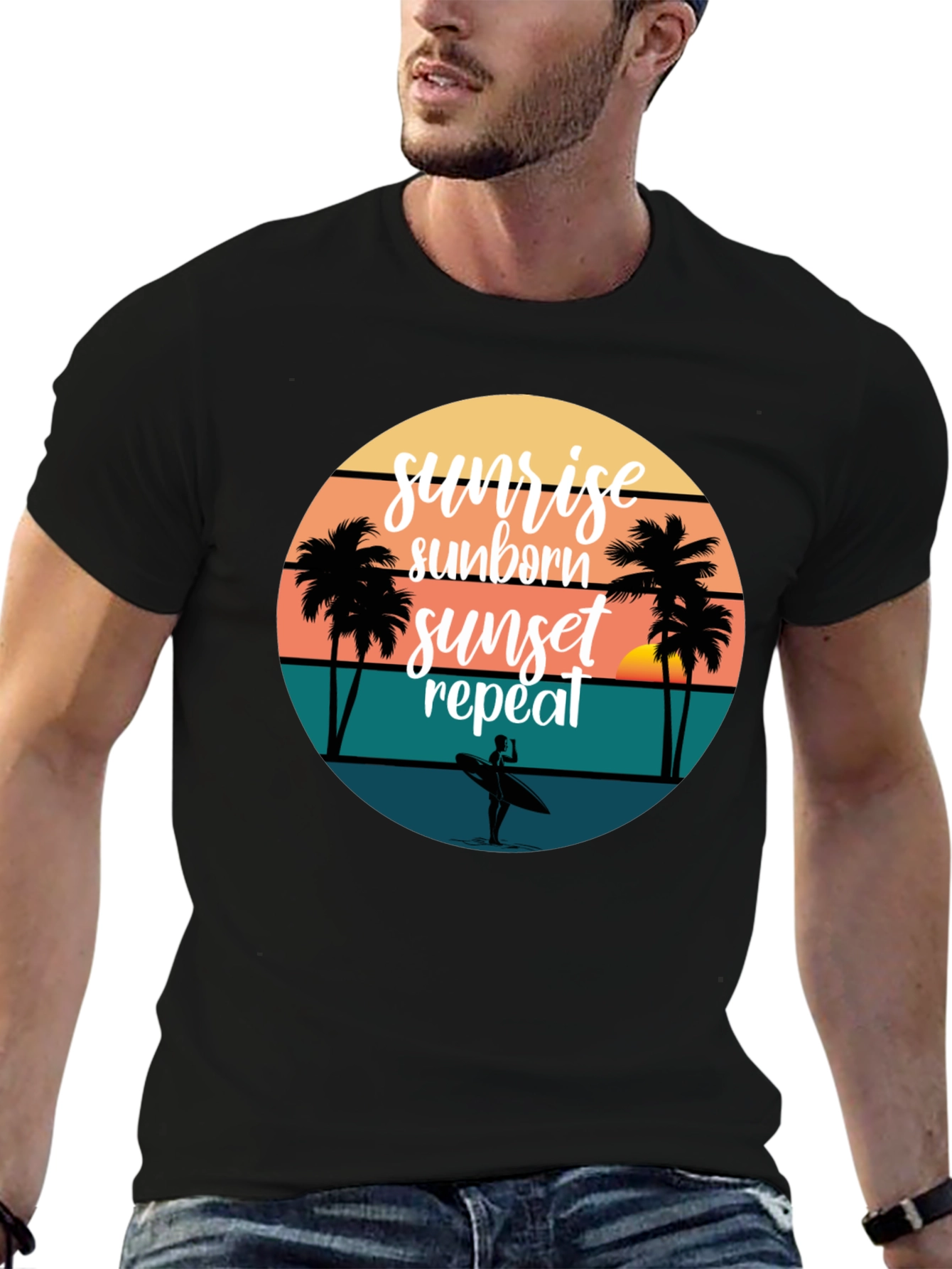 Sunset Surfing Tee: Beach Vibes