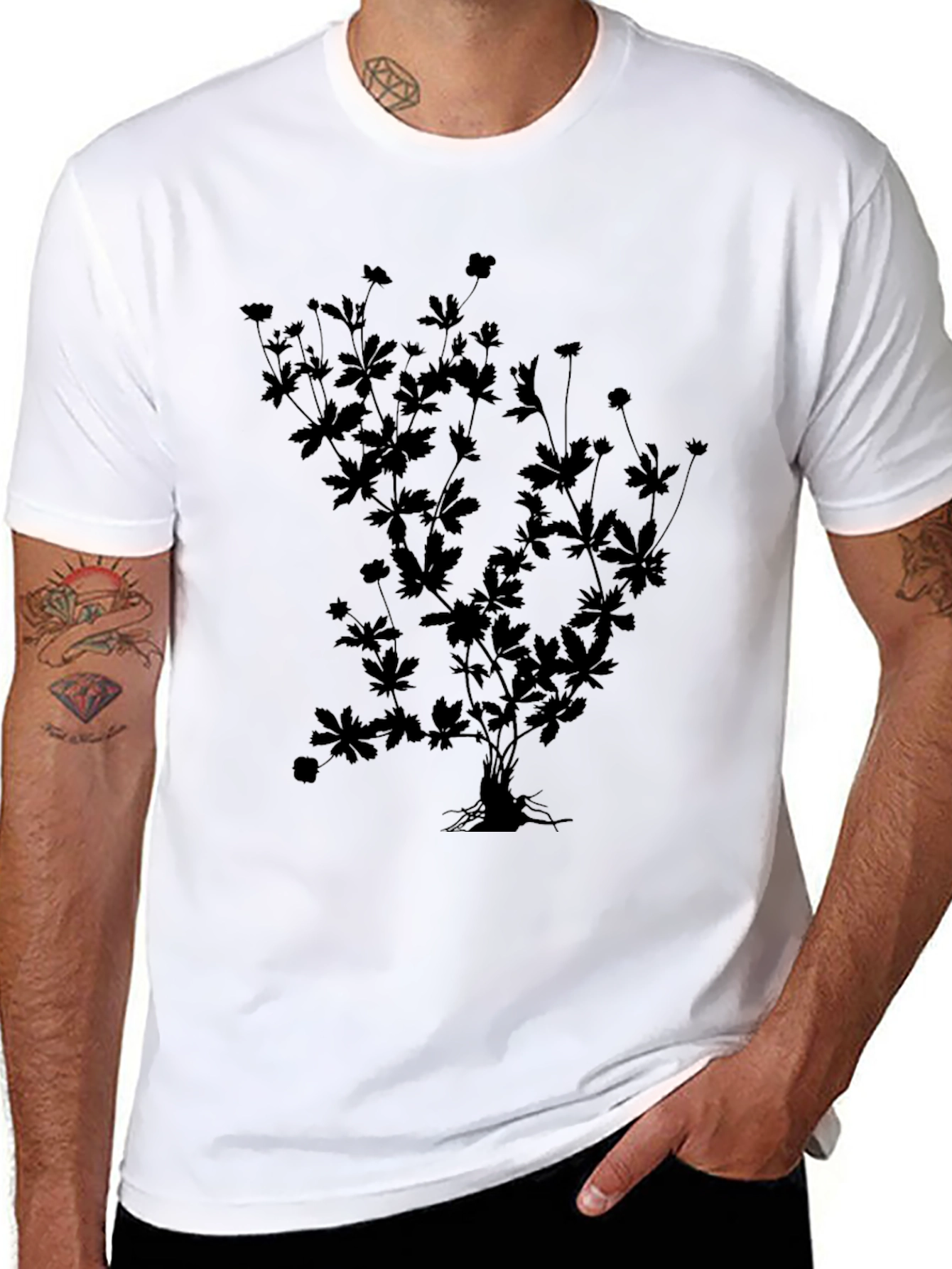 Botanical Silhouette Black T-Shirt