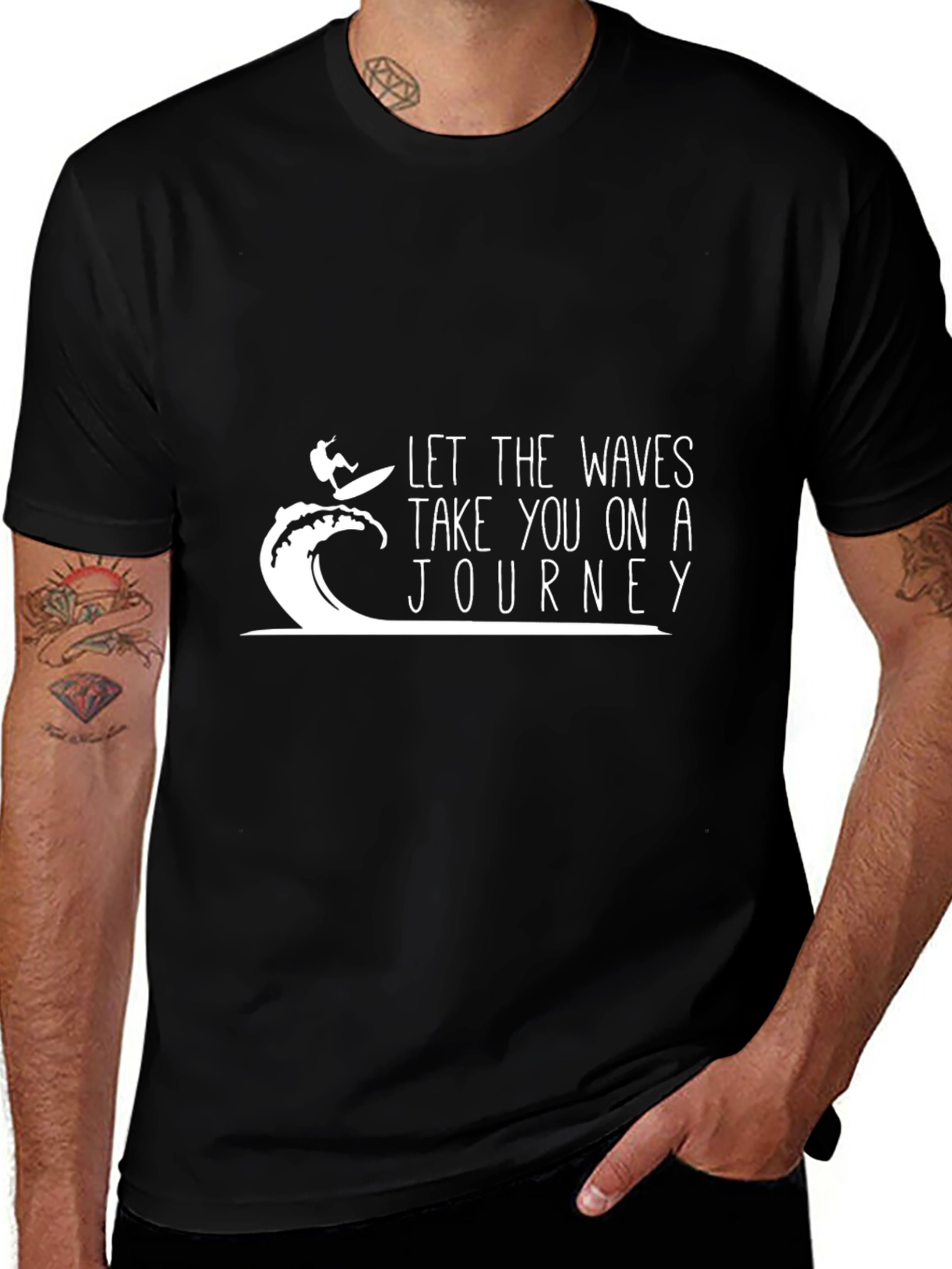 Surfing Waves Journey Black Tee