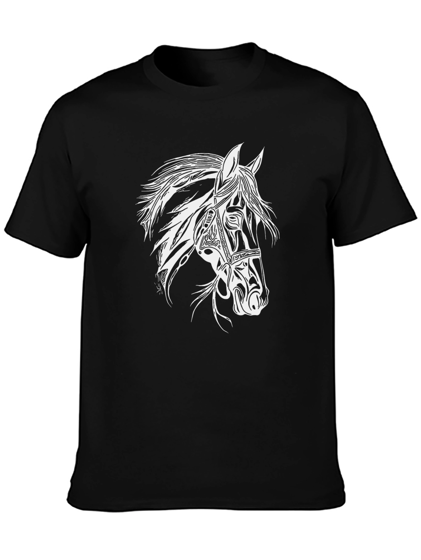 Horse Graphic Tee - Stylish Black Cotton T-Shirt
