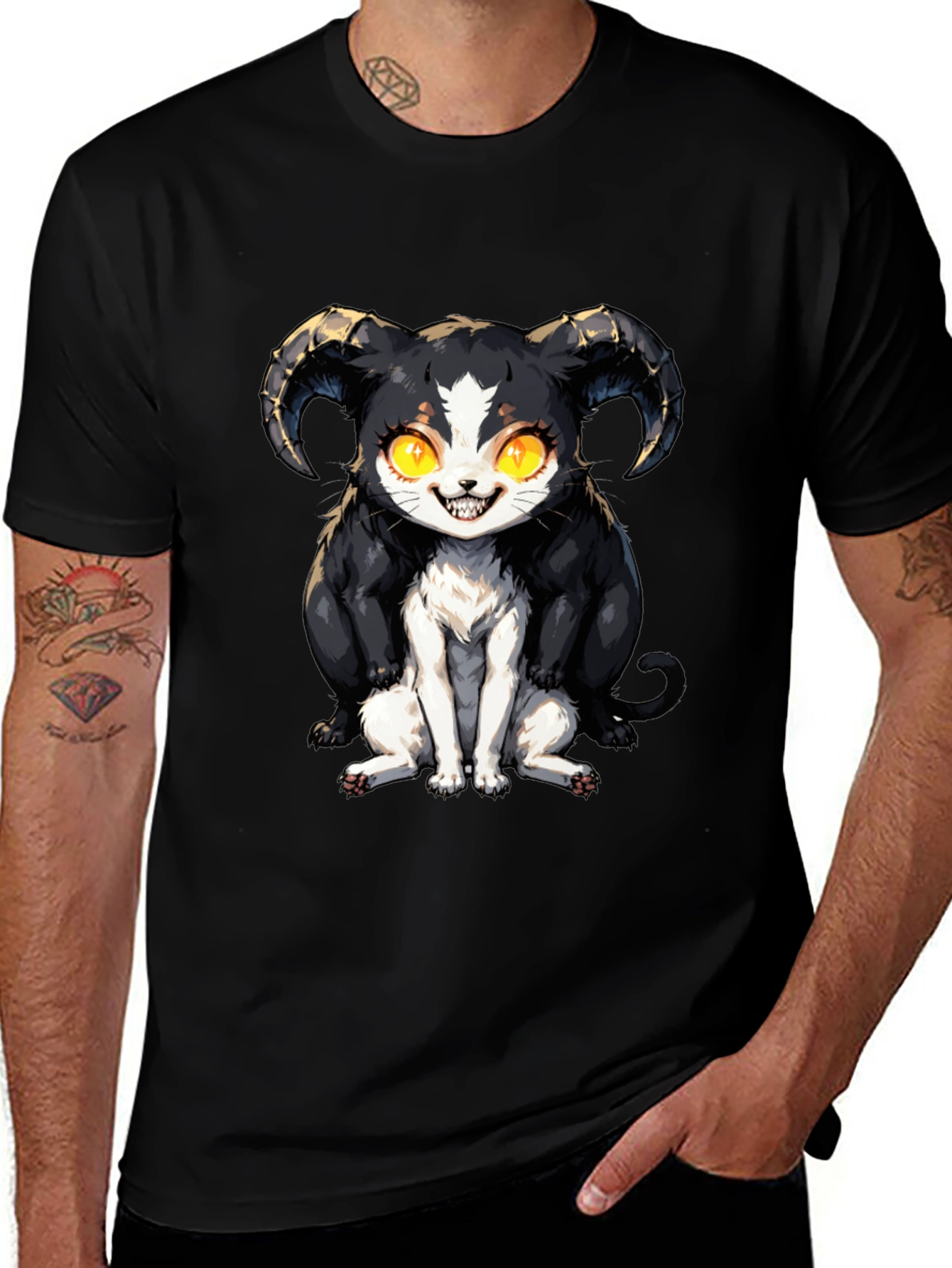 Devil Cat T-Shirt - Black Graphic Tee