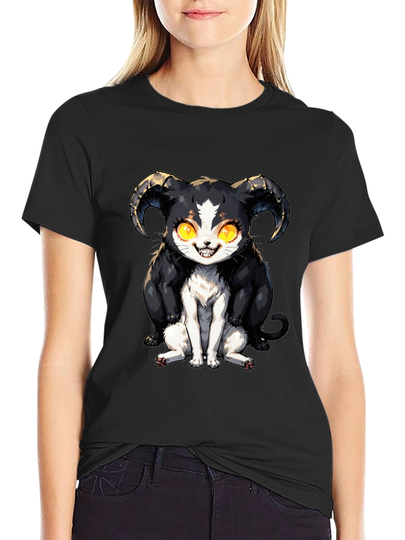 Devil Cat T-Shirt - Black Graphic Tee