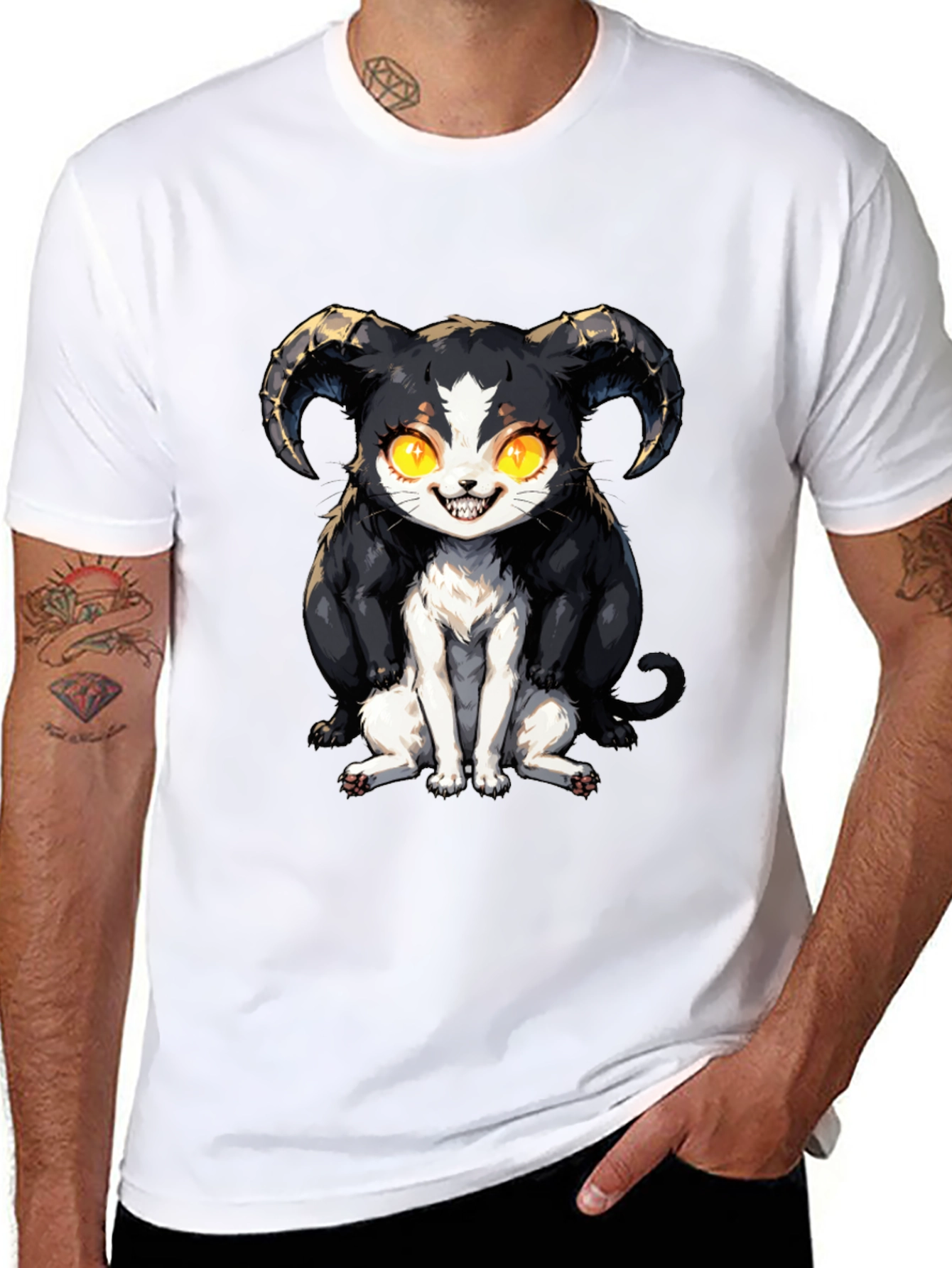 Devil Cat T-Shirt - Black Graphic Tee