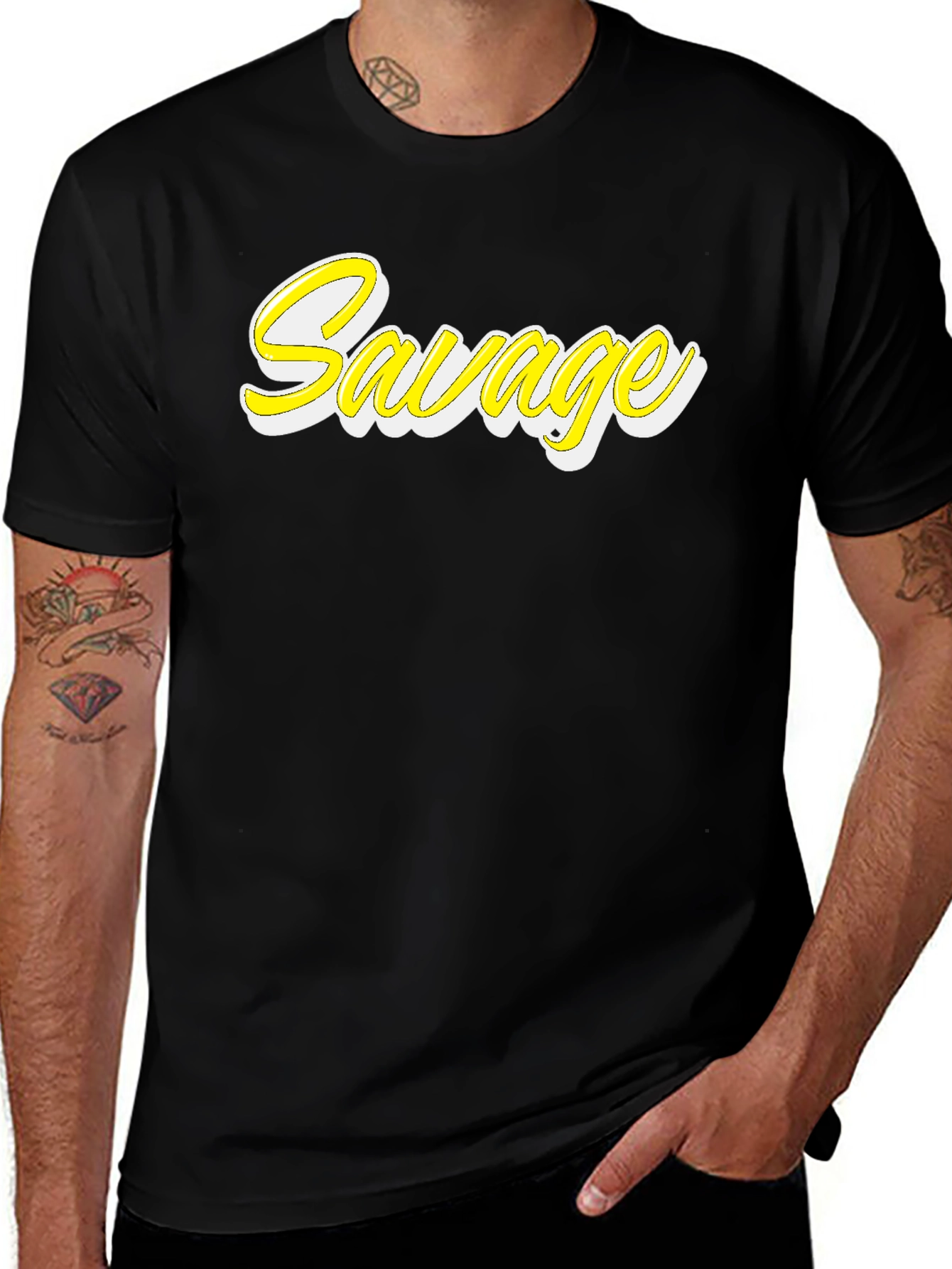 Savage Graphic T-Shirt - Black Crew Neck Tee