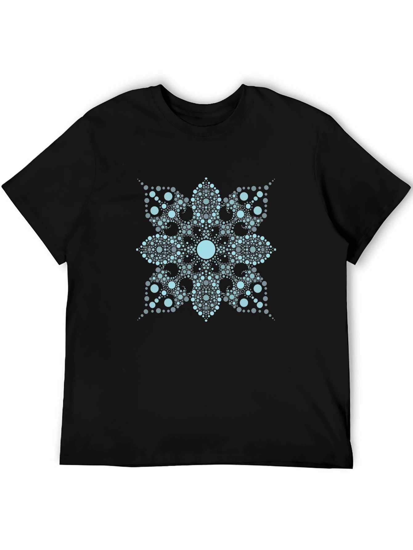 Abstract Floral Dot Pattern Black T-Shirt