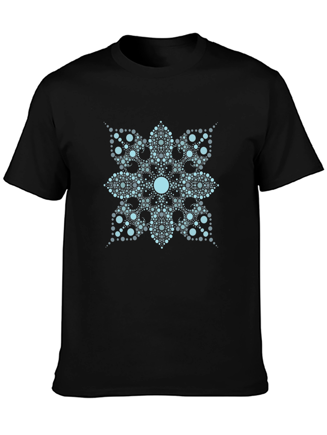 Abstract Floral Dot Pattern Black T-Shirt