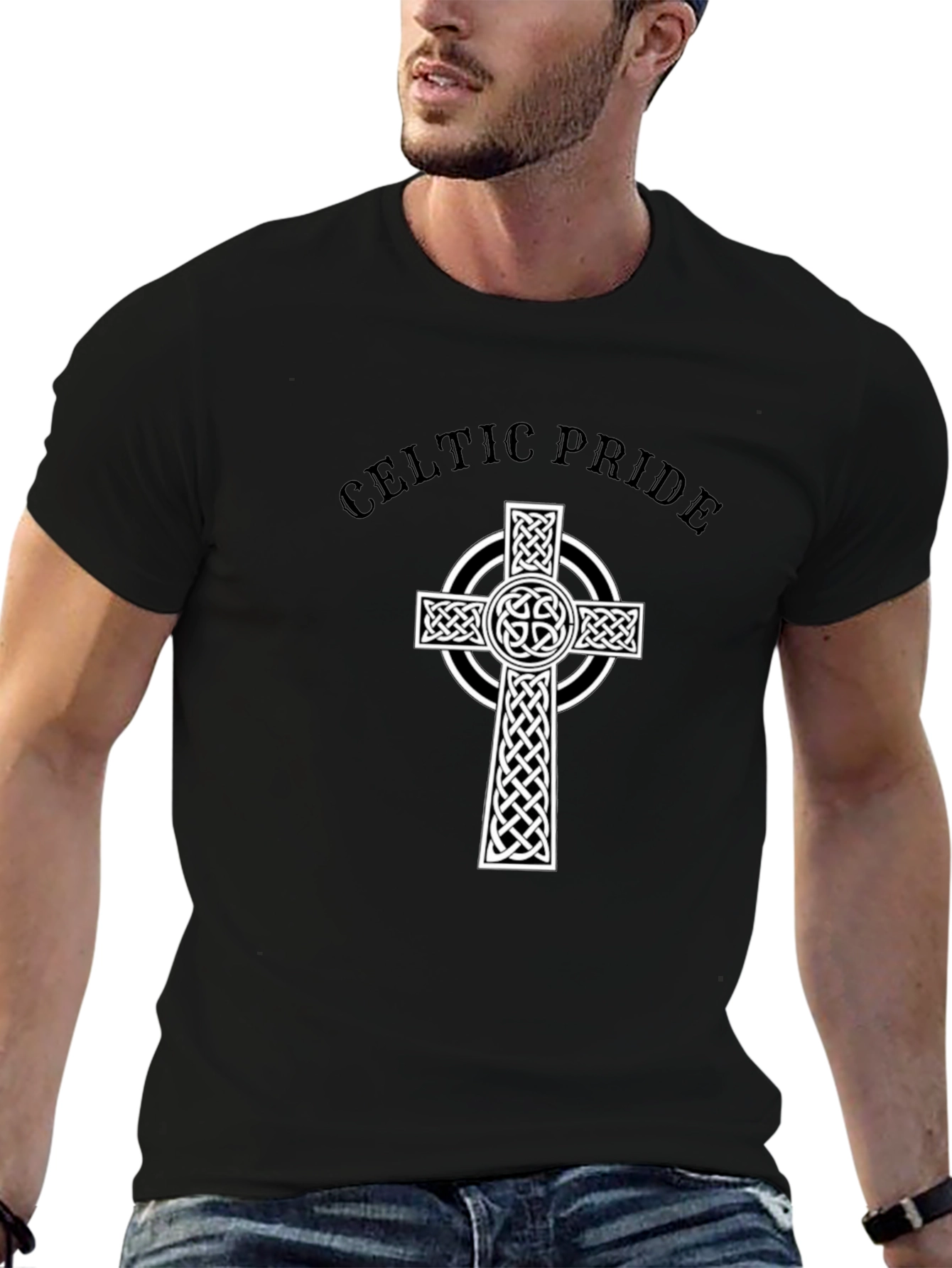 Celtic Pride Graphic Tee - Black Cotton Blend