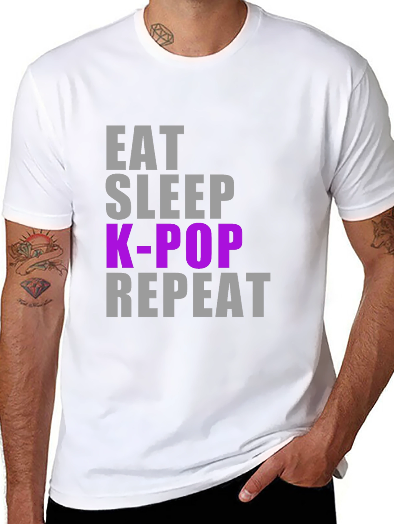 Eat Sleep K-Pop Repeat Black T-Shirt