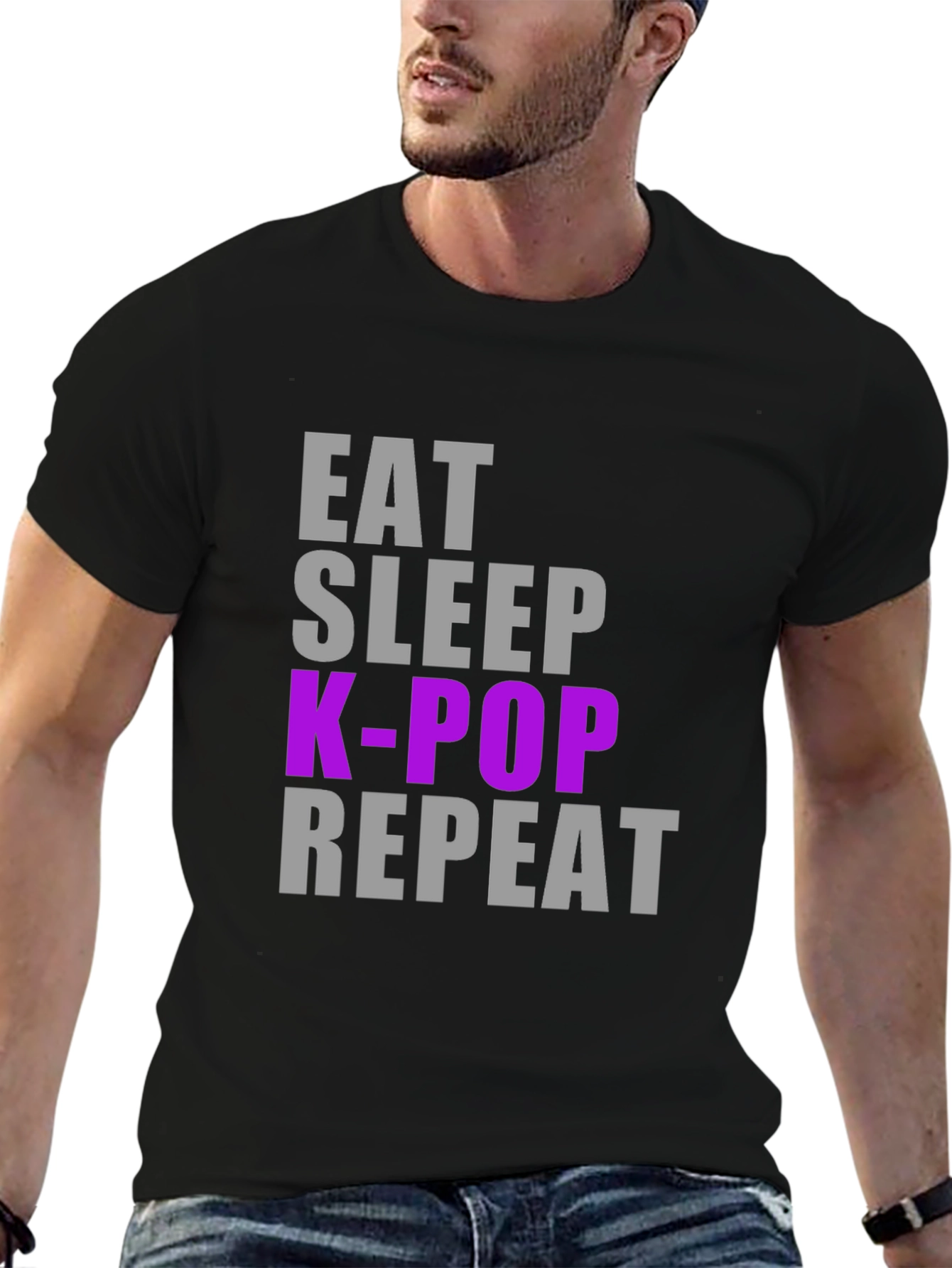 Eat Sleep K-Pop Repeat Black T-Shirt