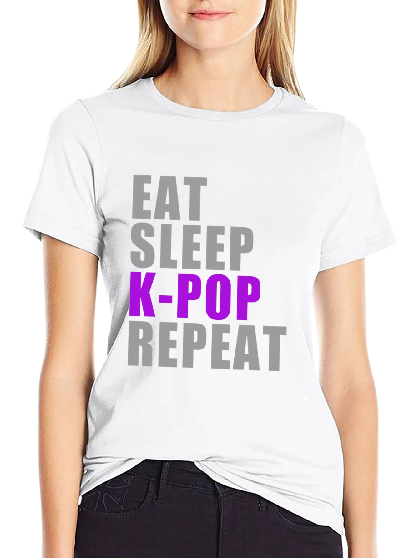 Eat Sleep K-Pop Repeat Black T-Shirt