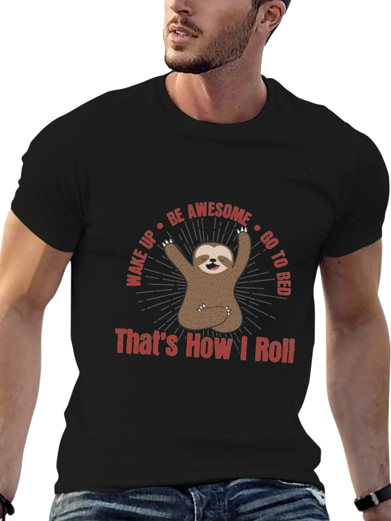Sloth Thats How I Roll Graphic T-Shirt