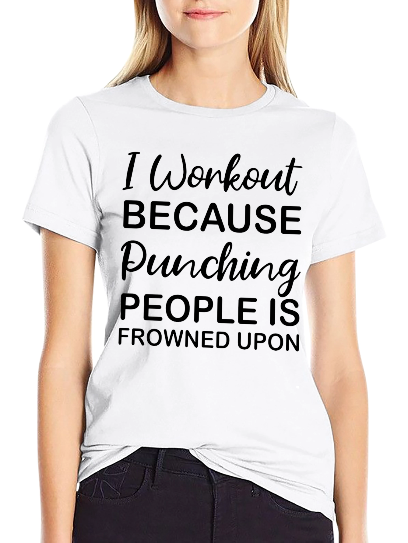 Workout Humor Tee - Punching Frowned Upon