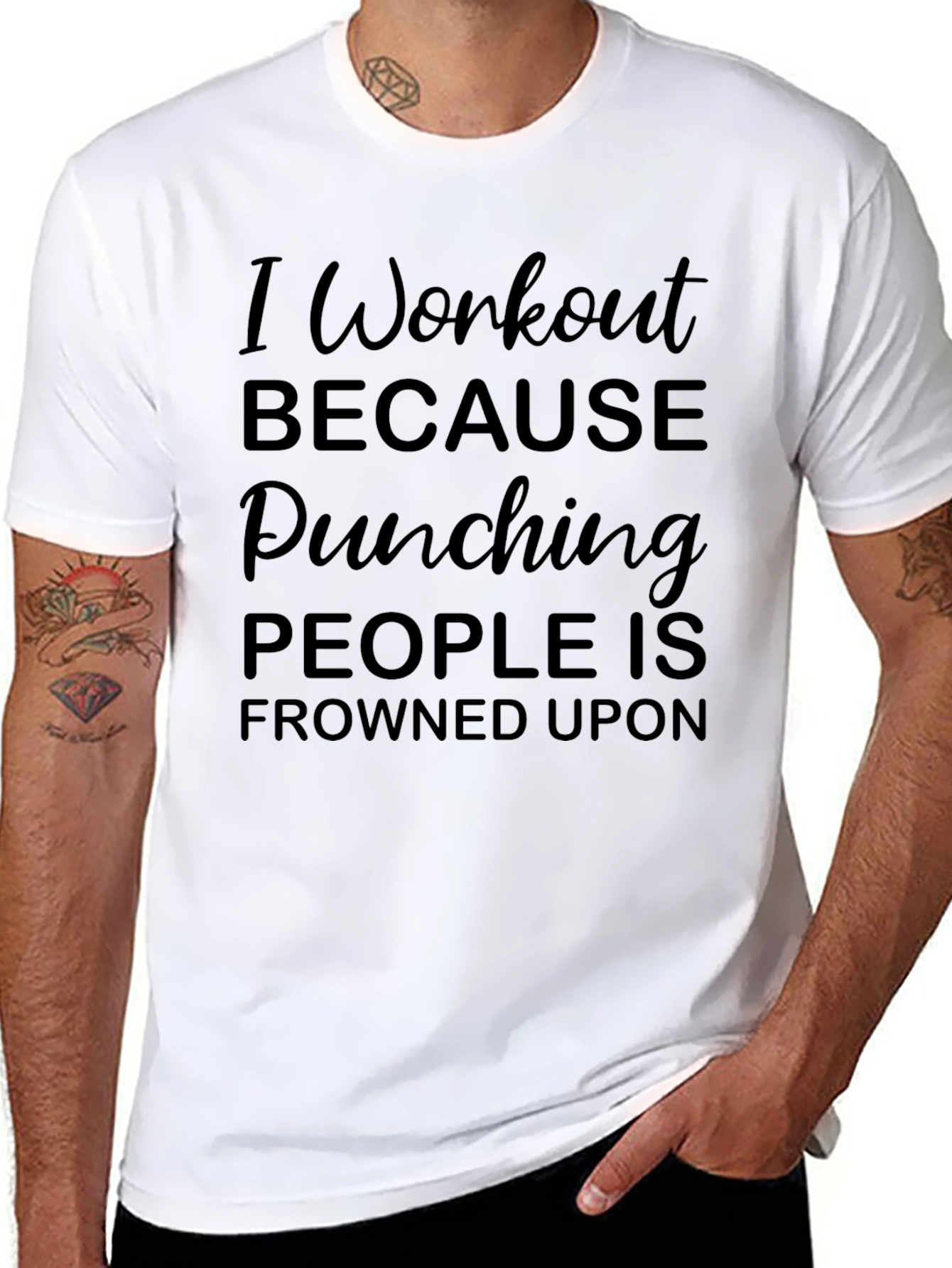 Workout Humor Tee - Punching Frowned Upon