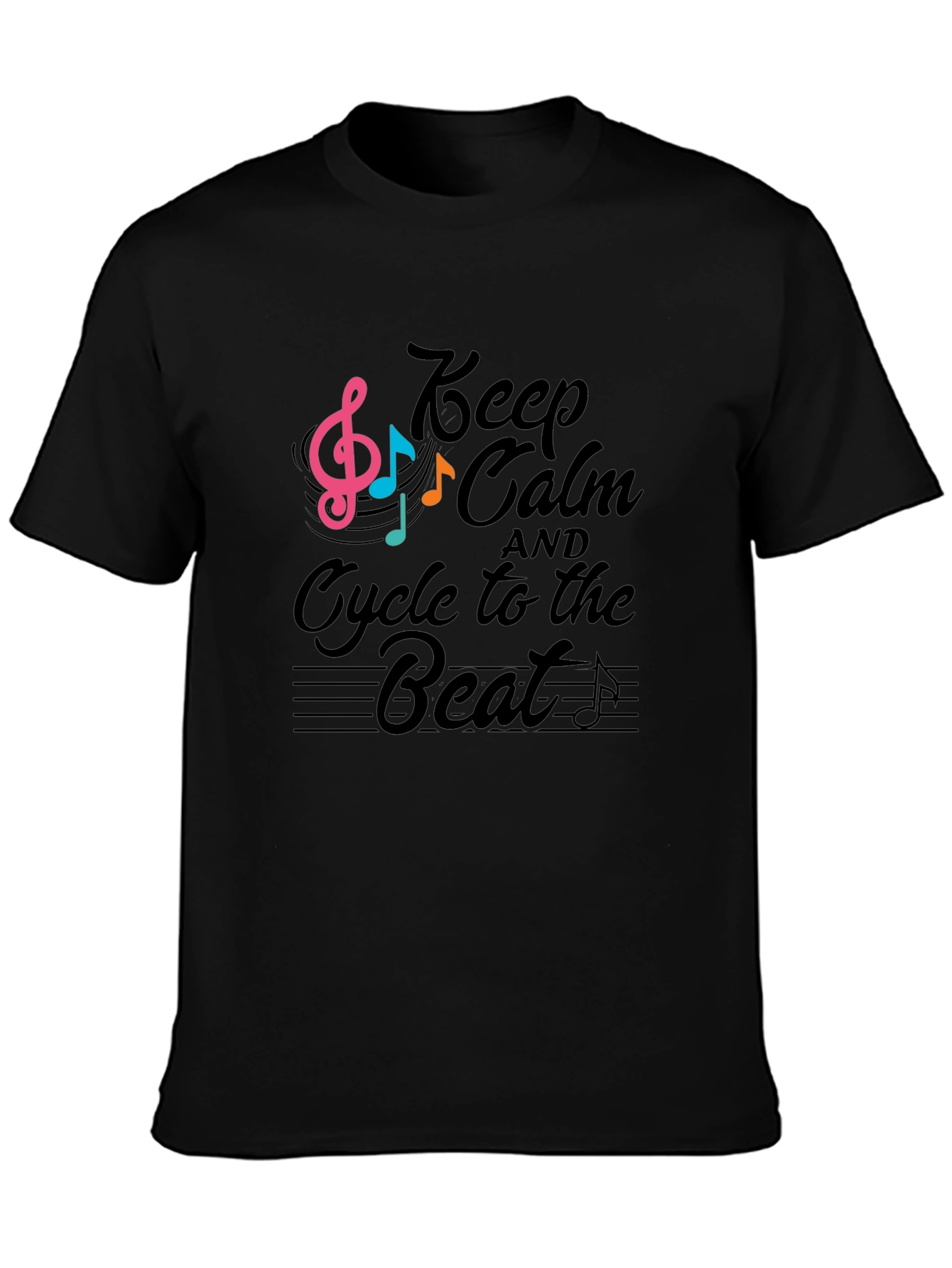 Keep Calm Cycle to the Beat Black T-Shirt