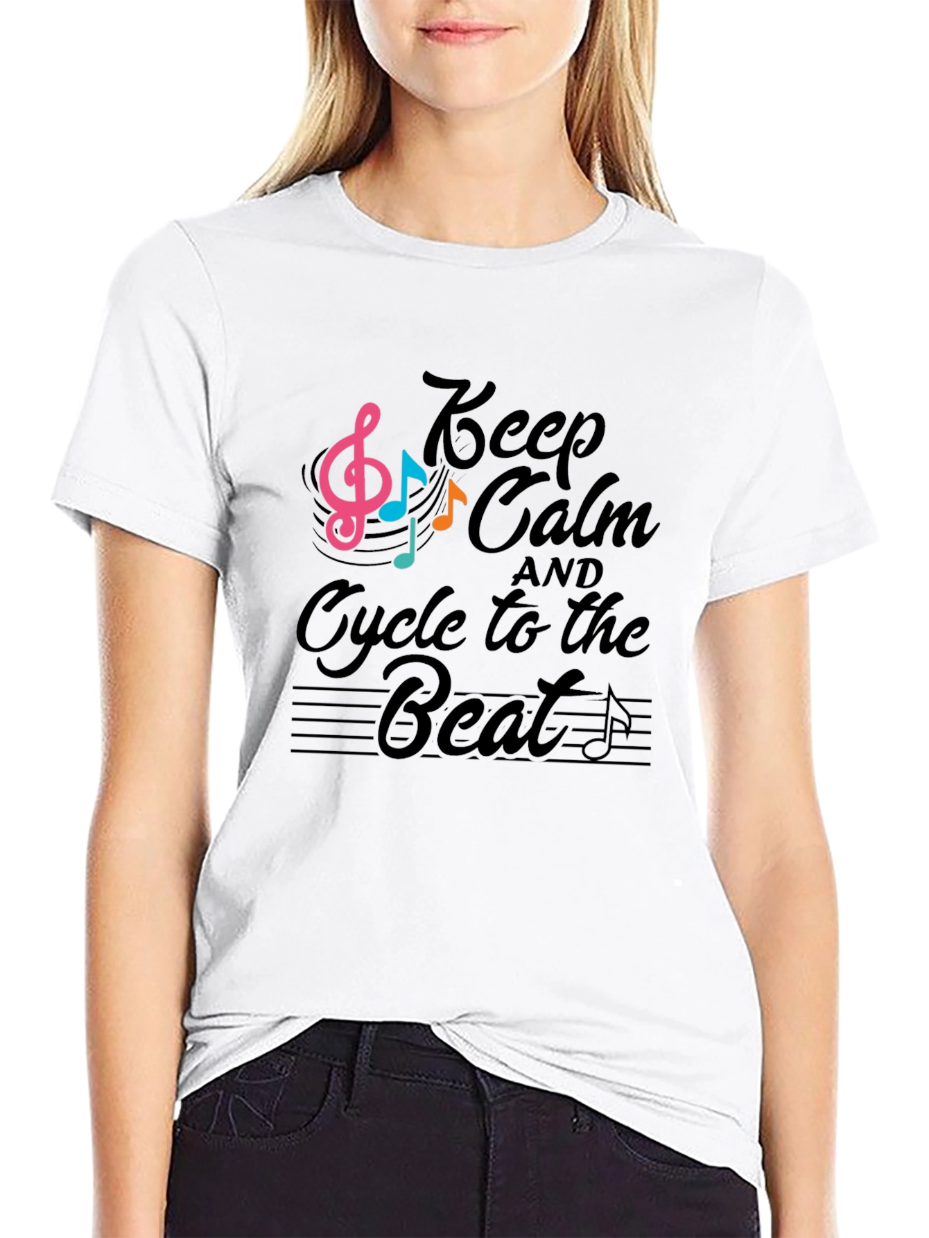 Keep Calm Cycle to the Beat Black T-Shirt