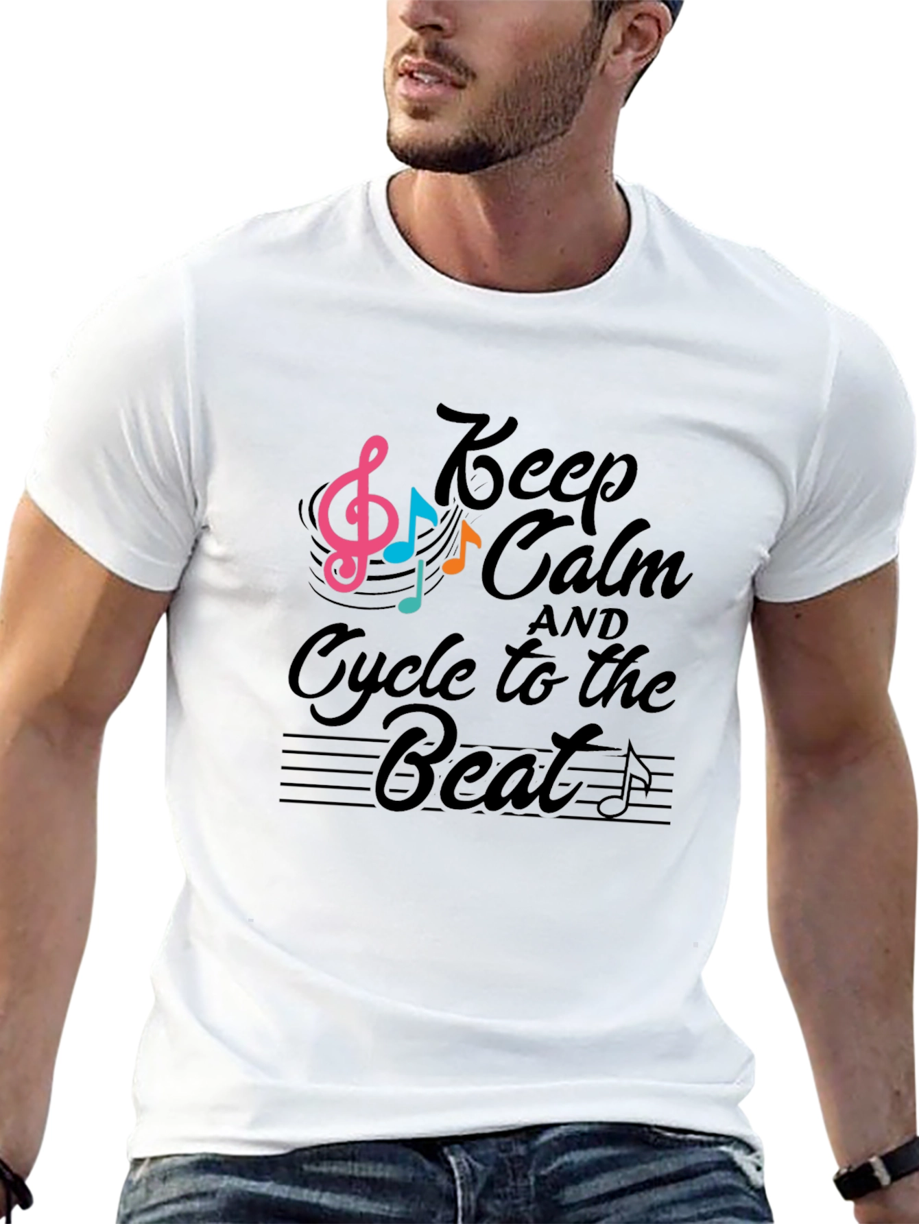 Keep Calm Cycle to the Beat Black T-Shirt