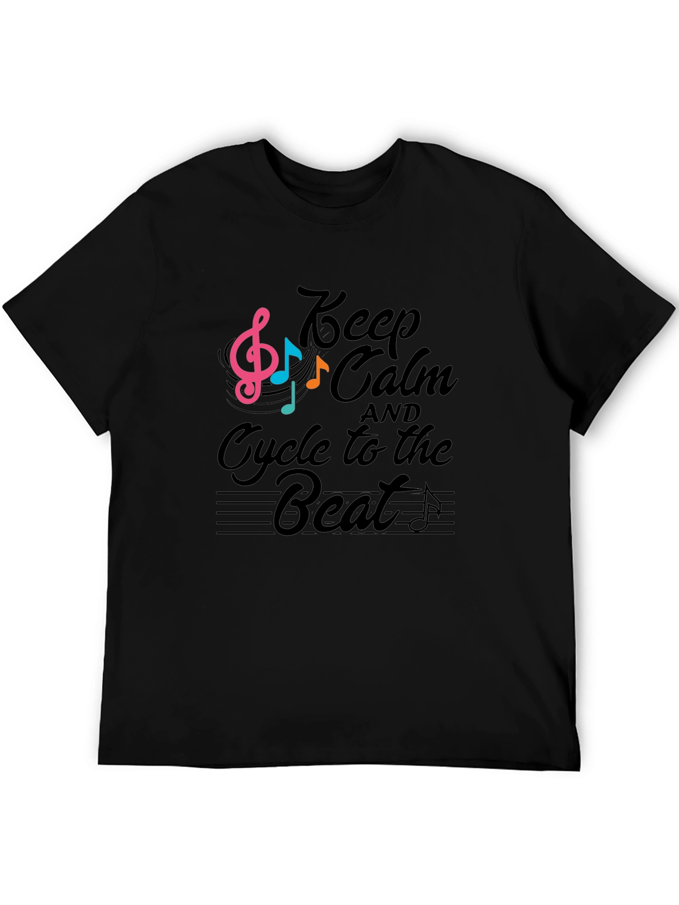 Keep Calm Cycle to the Beat Black T-Shirt