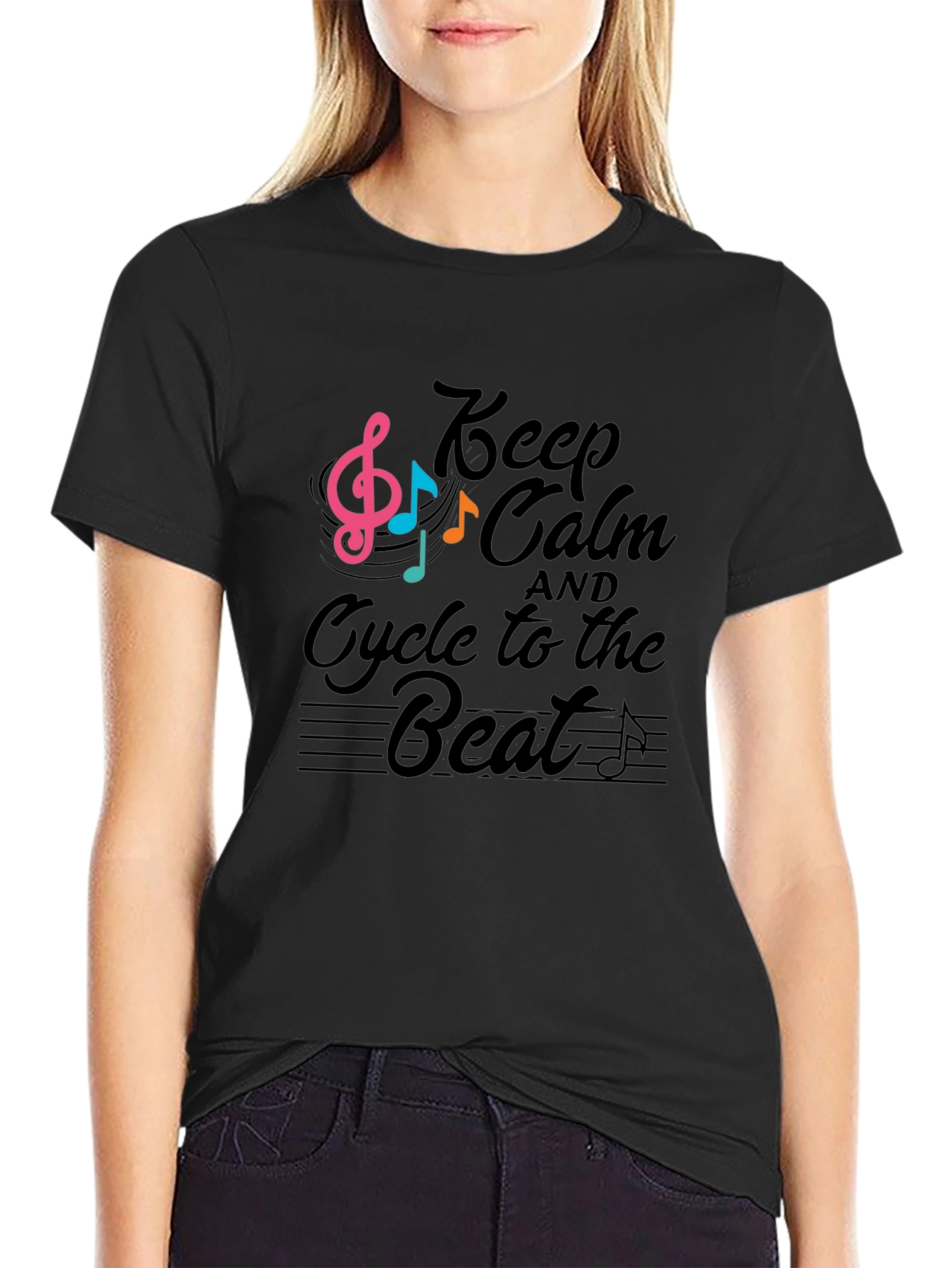Keep Calm Cycle to the Beat Black T-Shirt