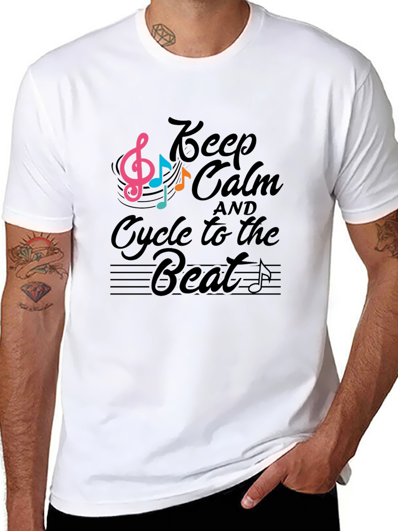 Keep Calm Cycle to the Beat Black T-Shirt