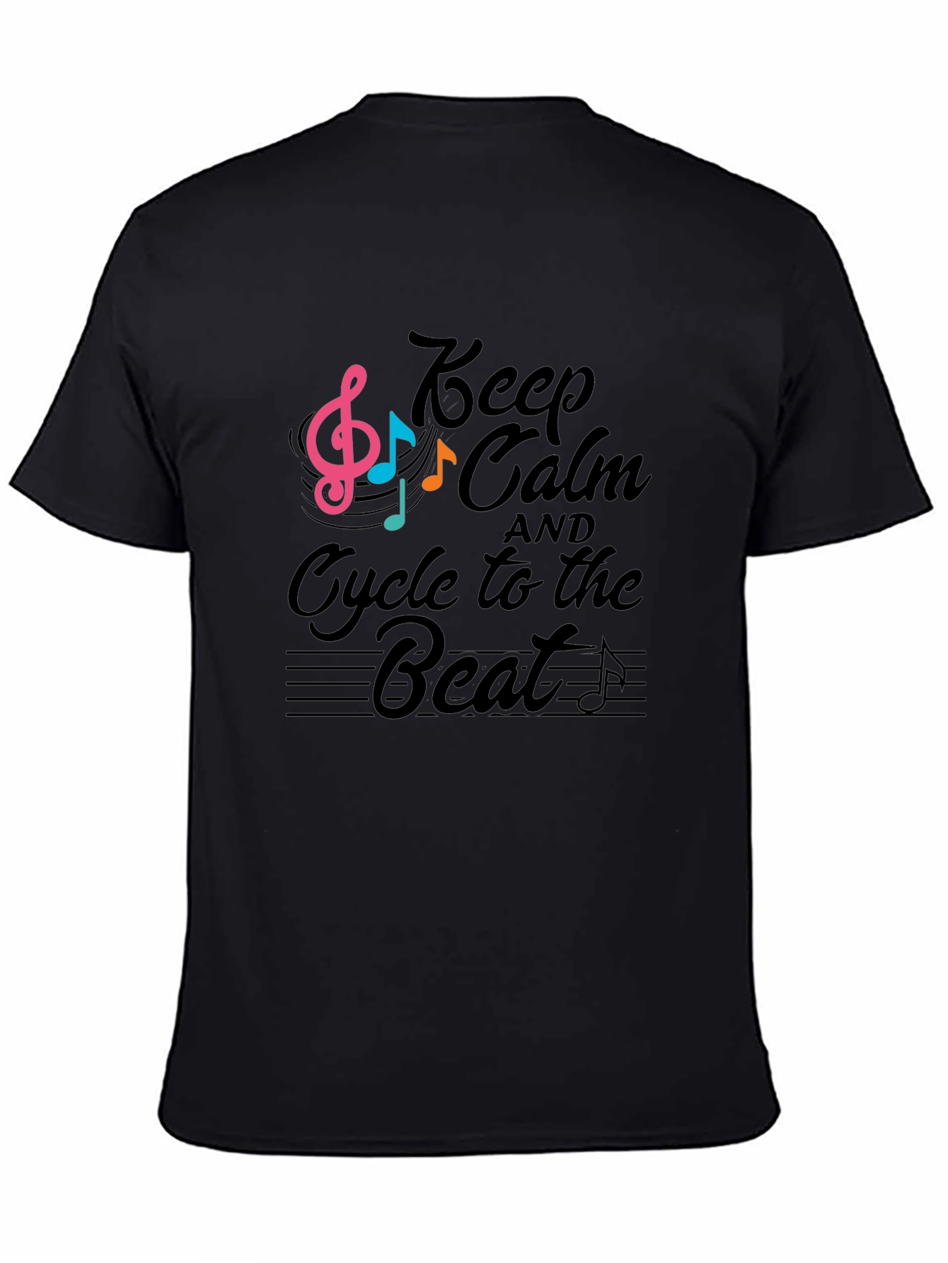 Keep Calm Cycle to the Beat Black T-Shirt