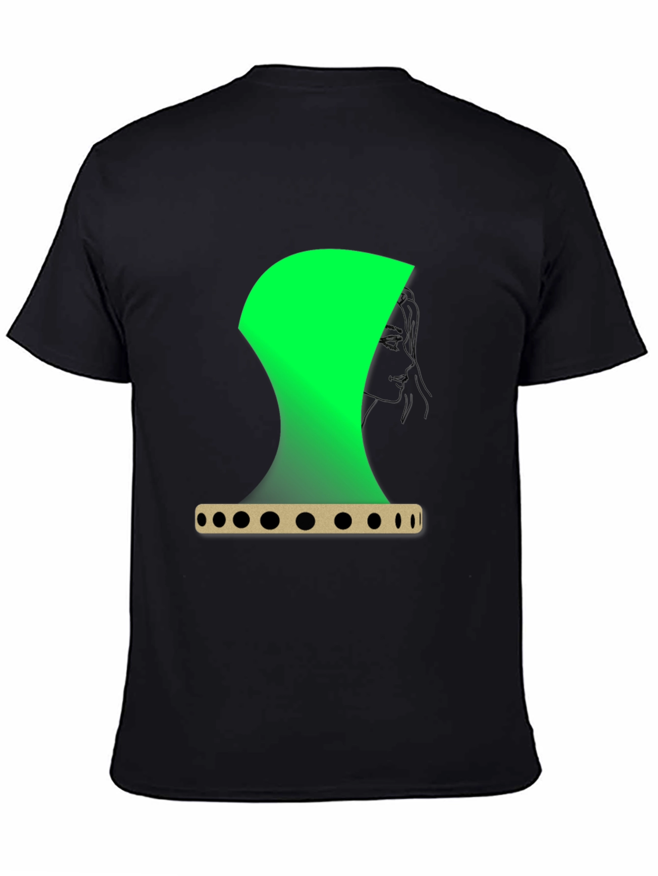 Abstract Green Graphic Print Black T-Shirt