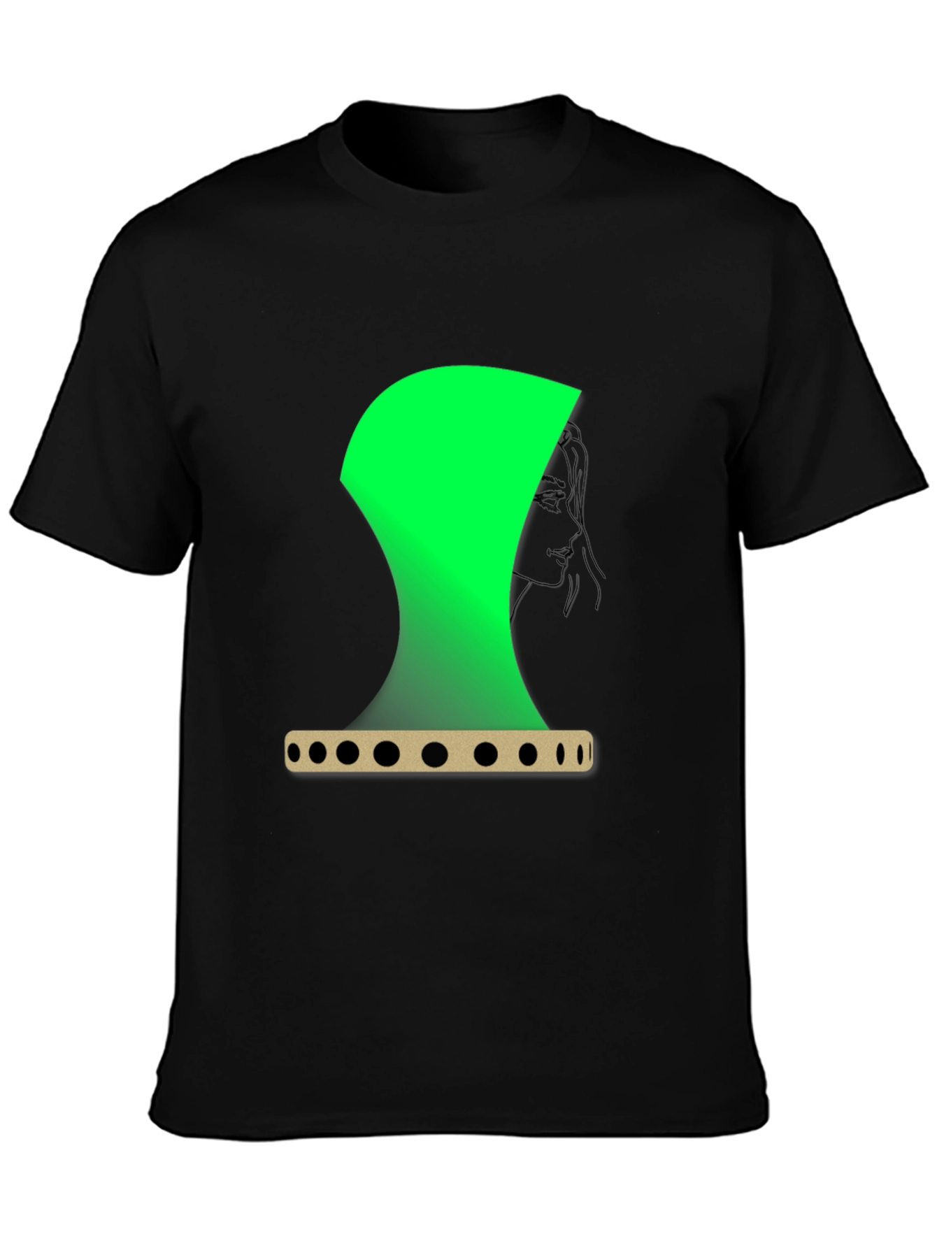 Abstract Green Graphic Print Black T-Shirt
