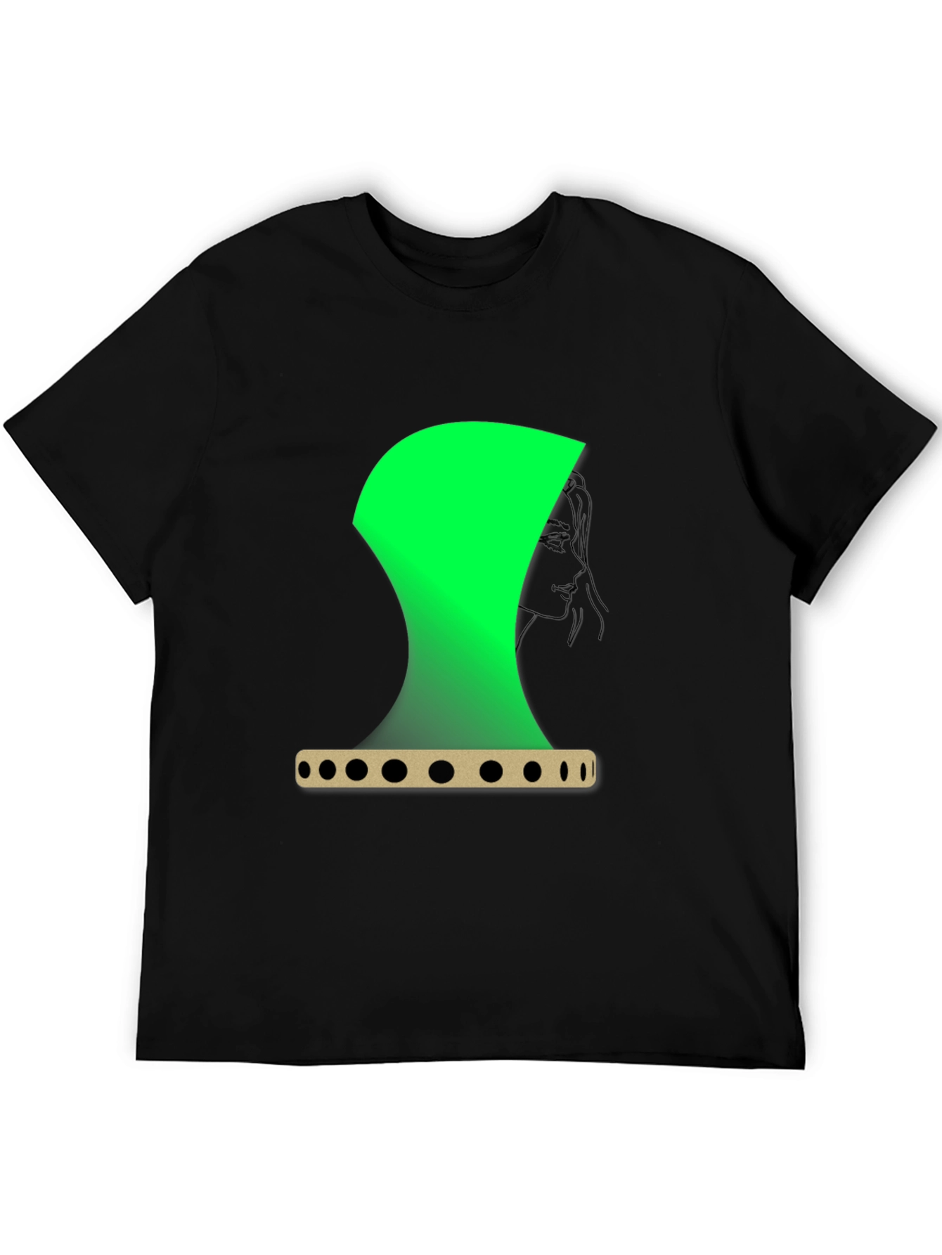 Abstract Green Graphic Print Black T-Shirt