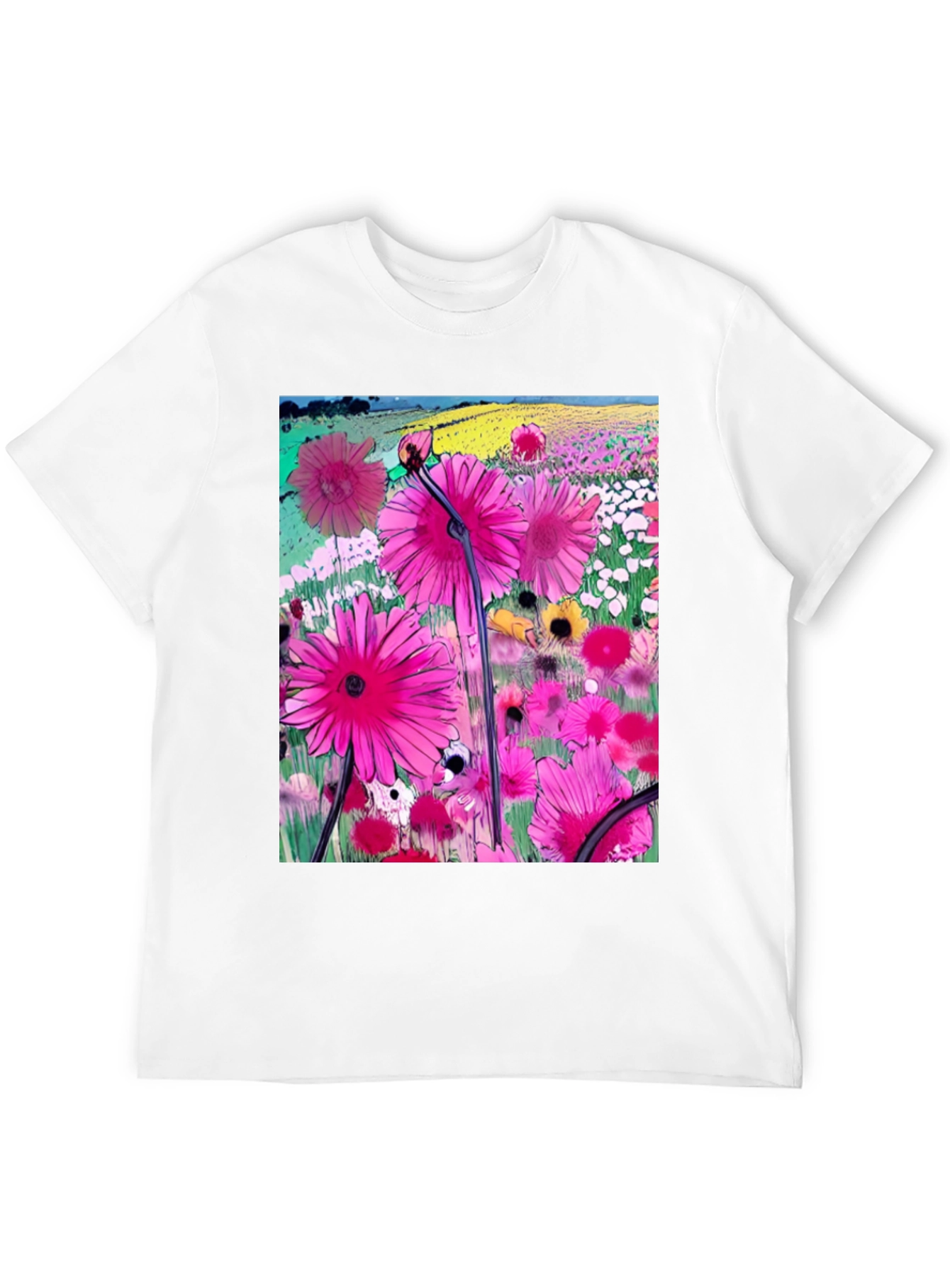 Floral Meadow Graphic T-Shirt - Vibrant Casual Wear