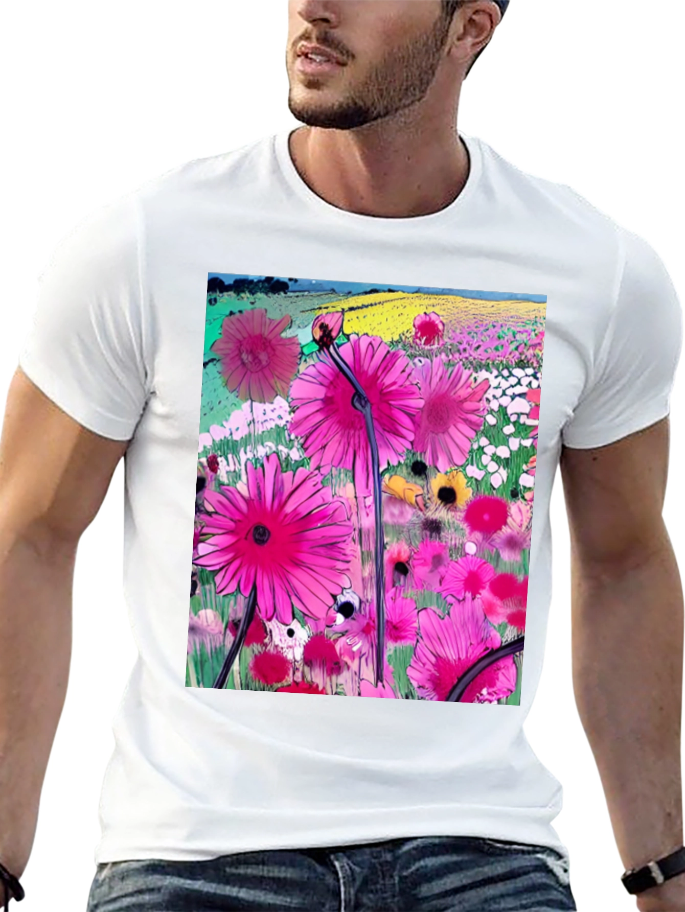 Floral Meadow Graphic T-Shirt - Vibrant Casual Wear