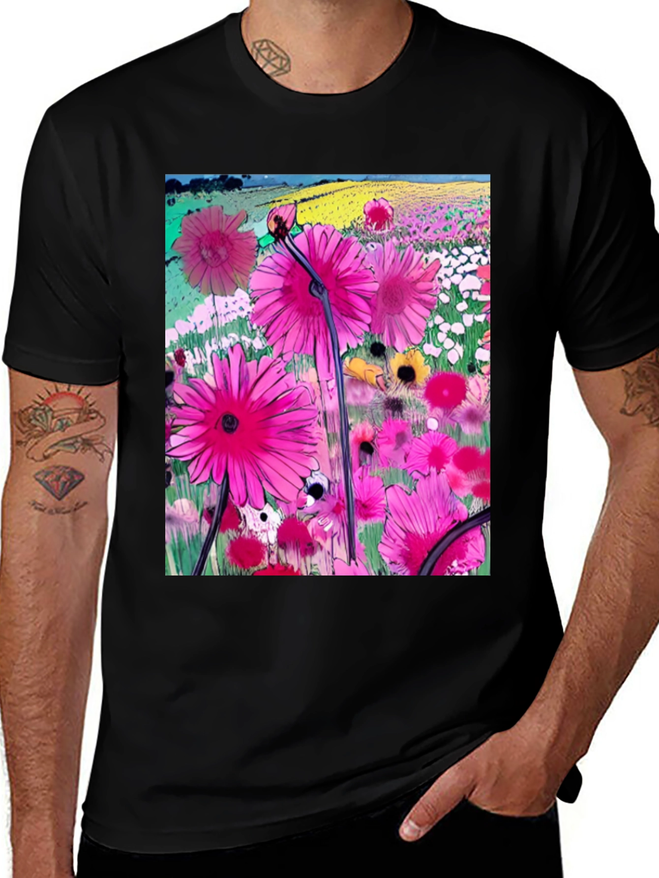 Floral Meadow Graphic T-Shirt - Vibrant Casual Wear