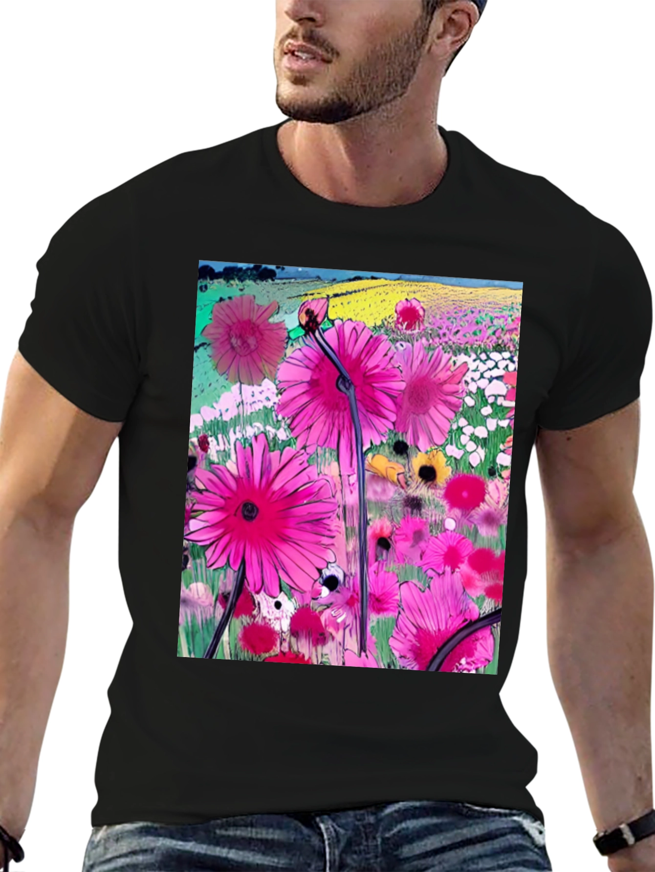 Floral Meadow Graphic T-Shirt - Vibrant Casual Wear