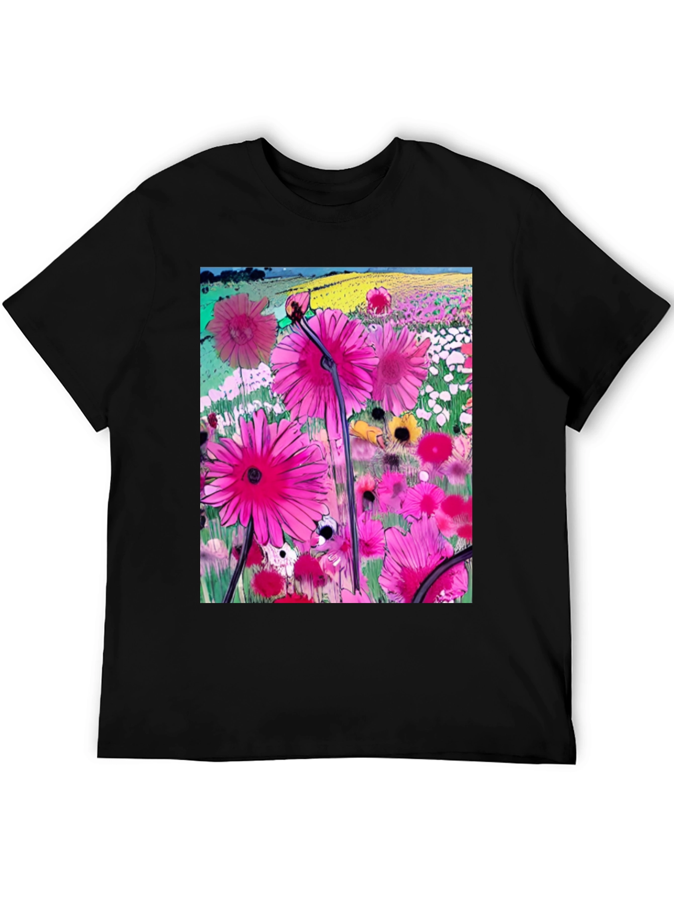 Floral Meadow Graphic T-Shirt - Vibrant Casual Wear
