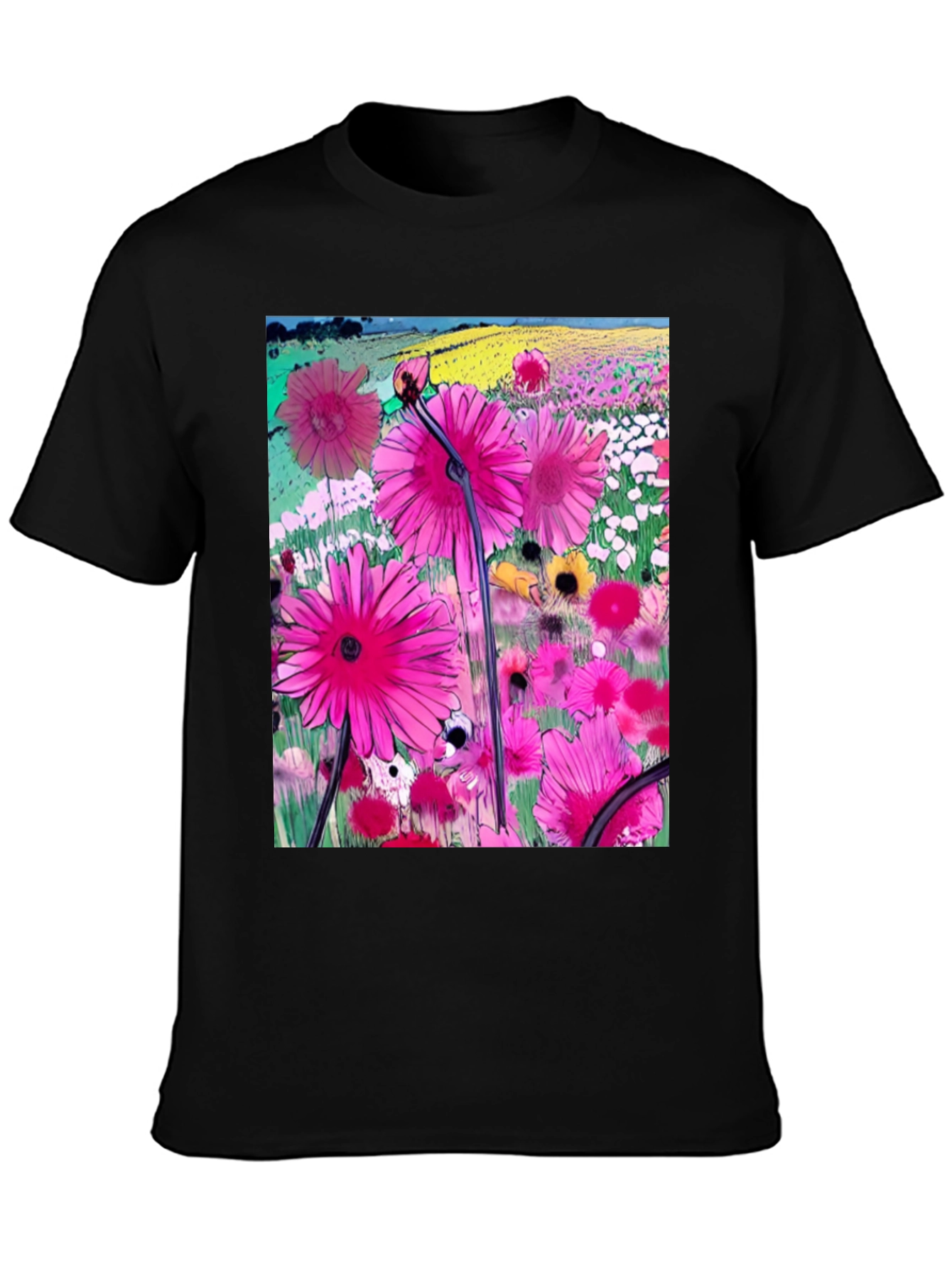 Floral Meadow Graphic T-Shirt - Vibrant Casual Wear