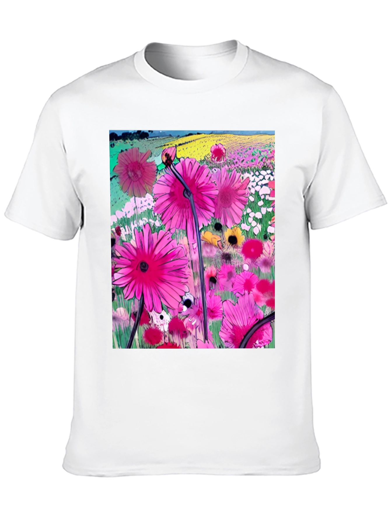 Floral Meadow Graphic T-Shirt - Vibrant Casual Wear