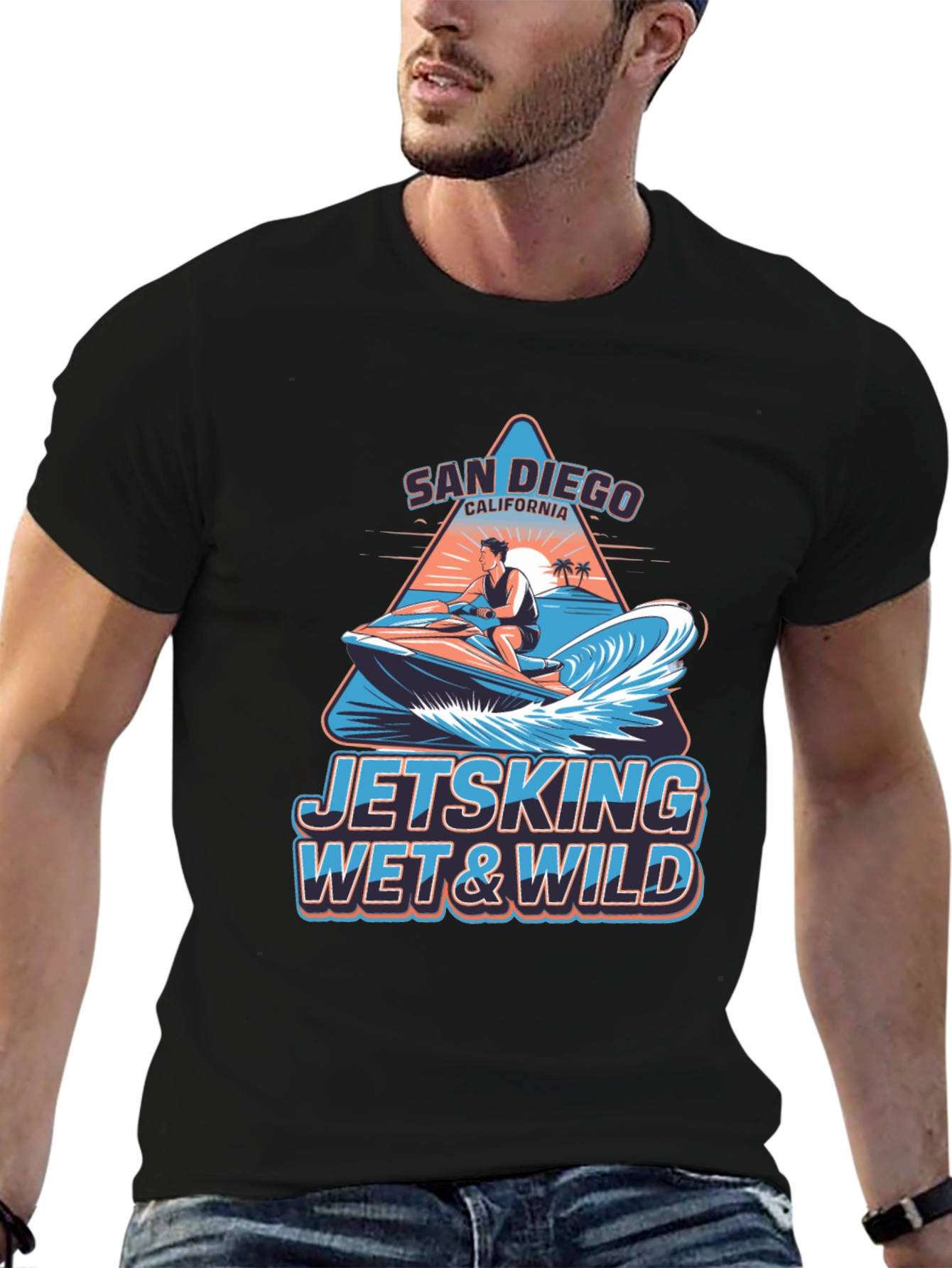 San Diego Jetski Wet & Wild Graphic T-Shirt