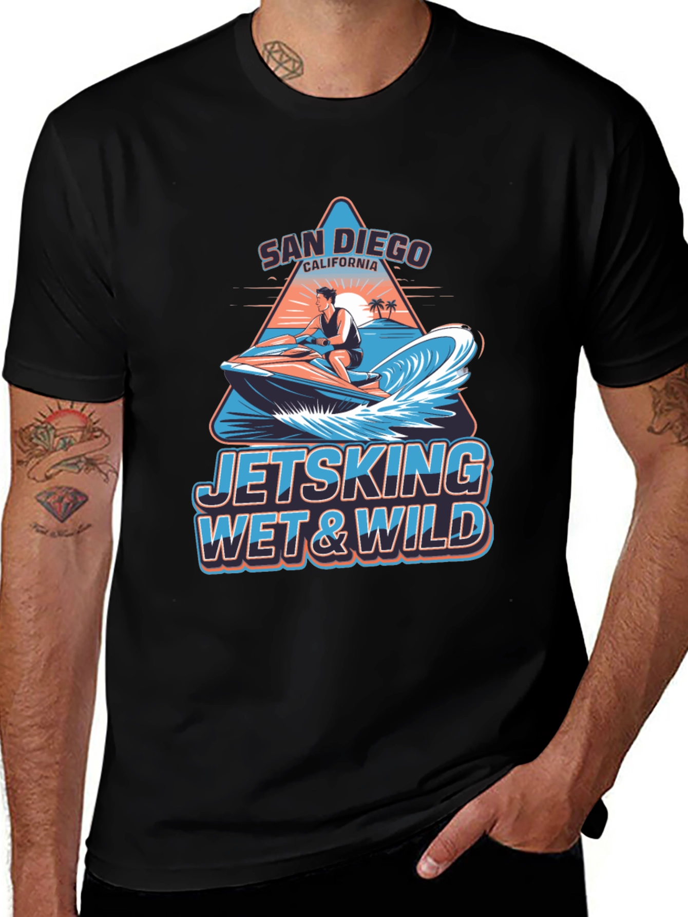 San Diego Jetski Wet & Wild Graphic T-Shirt