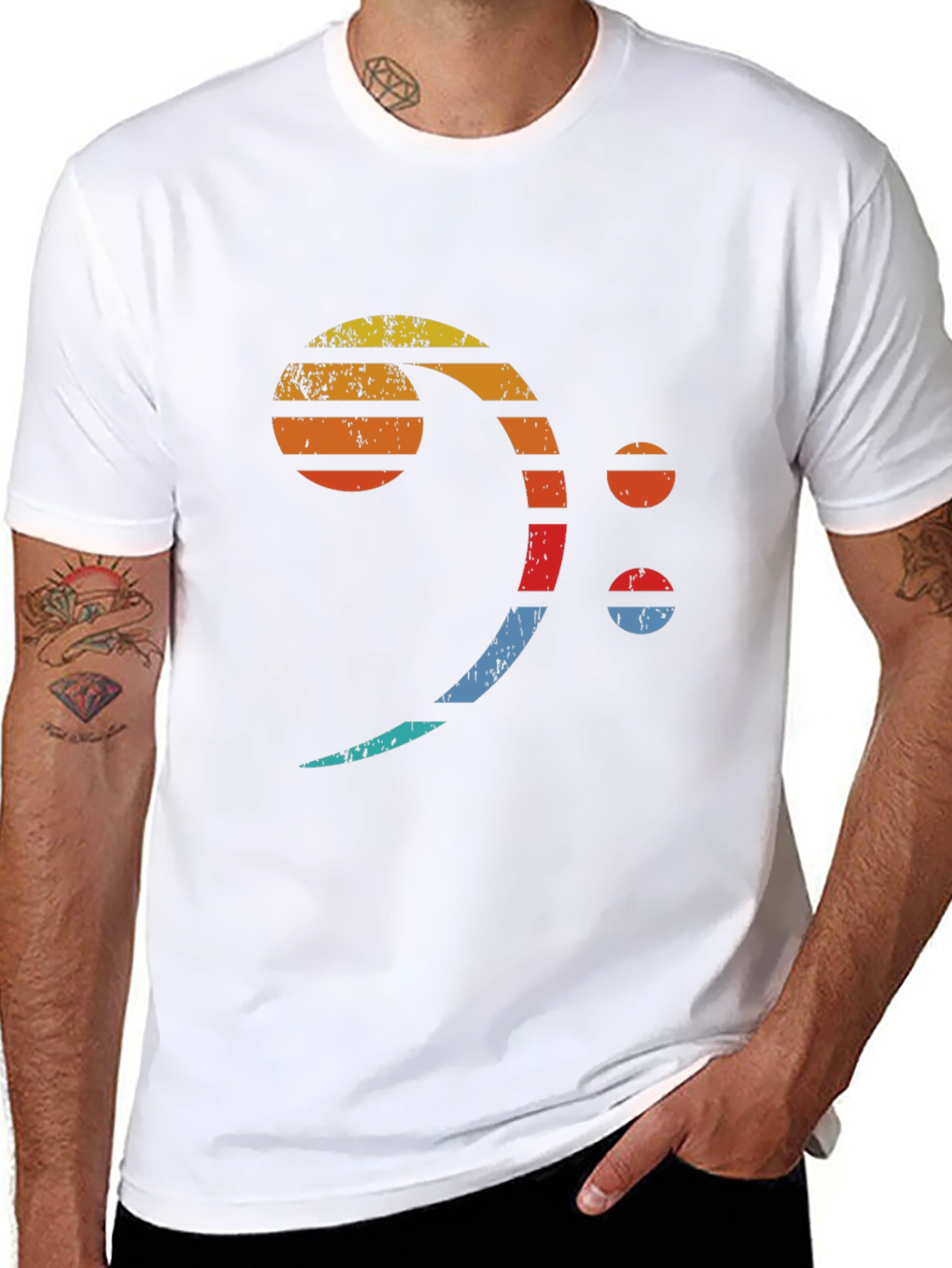 Retro Bass Clef T-Shirt - Musician Graphic Tee