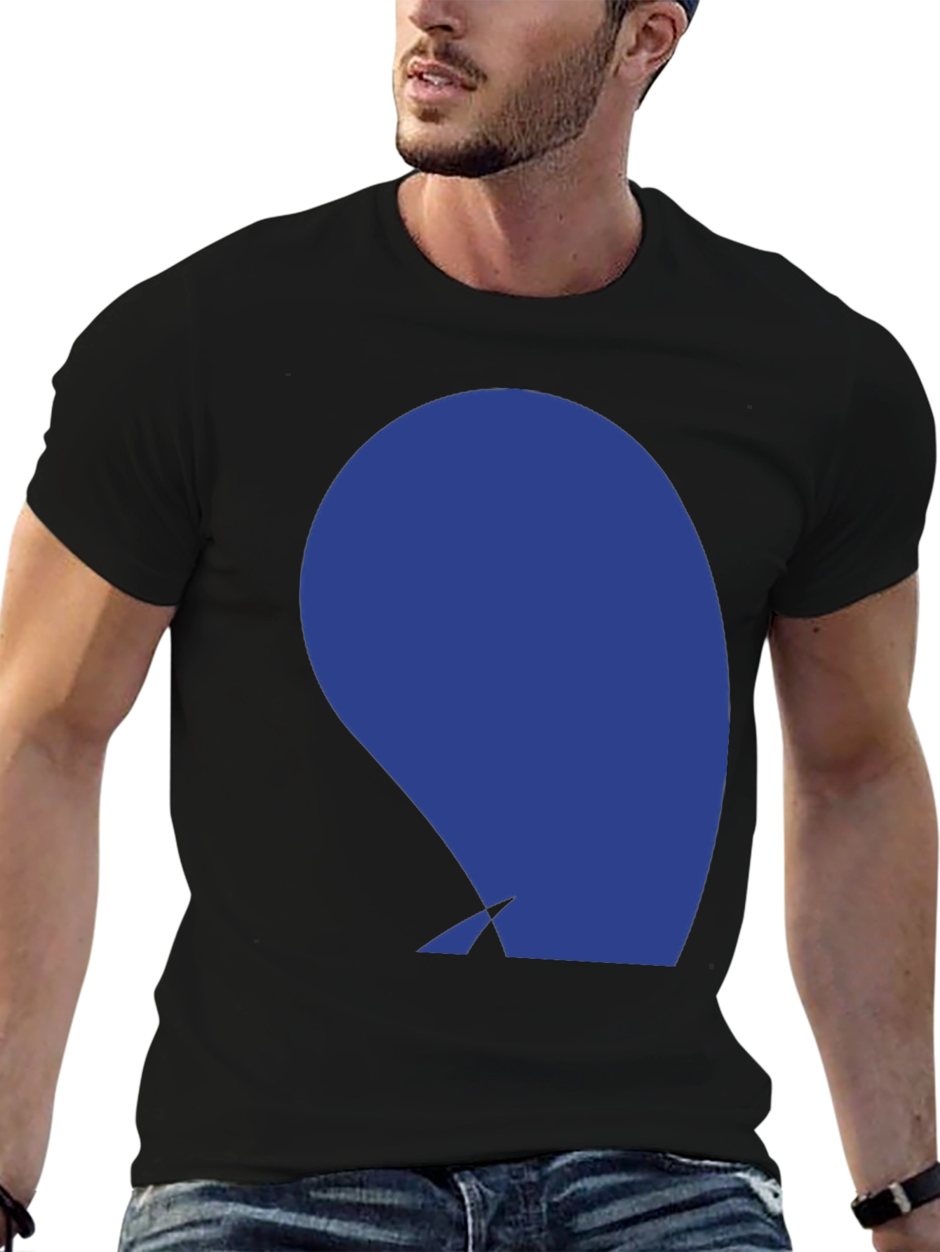 Abstract Blue Graphic Print Black T-Shirt