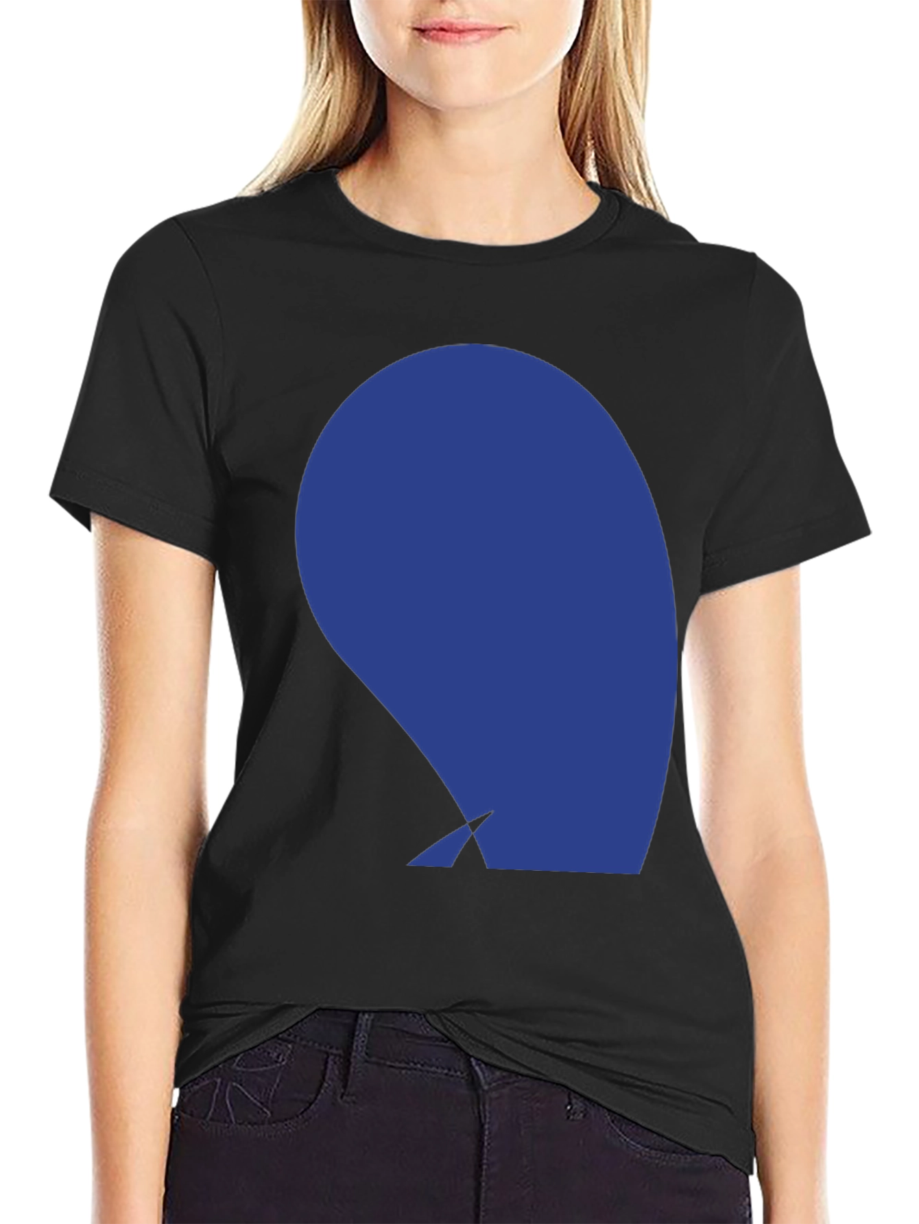 Abstract Blue Graphic Print Black T-Shirt
