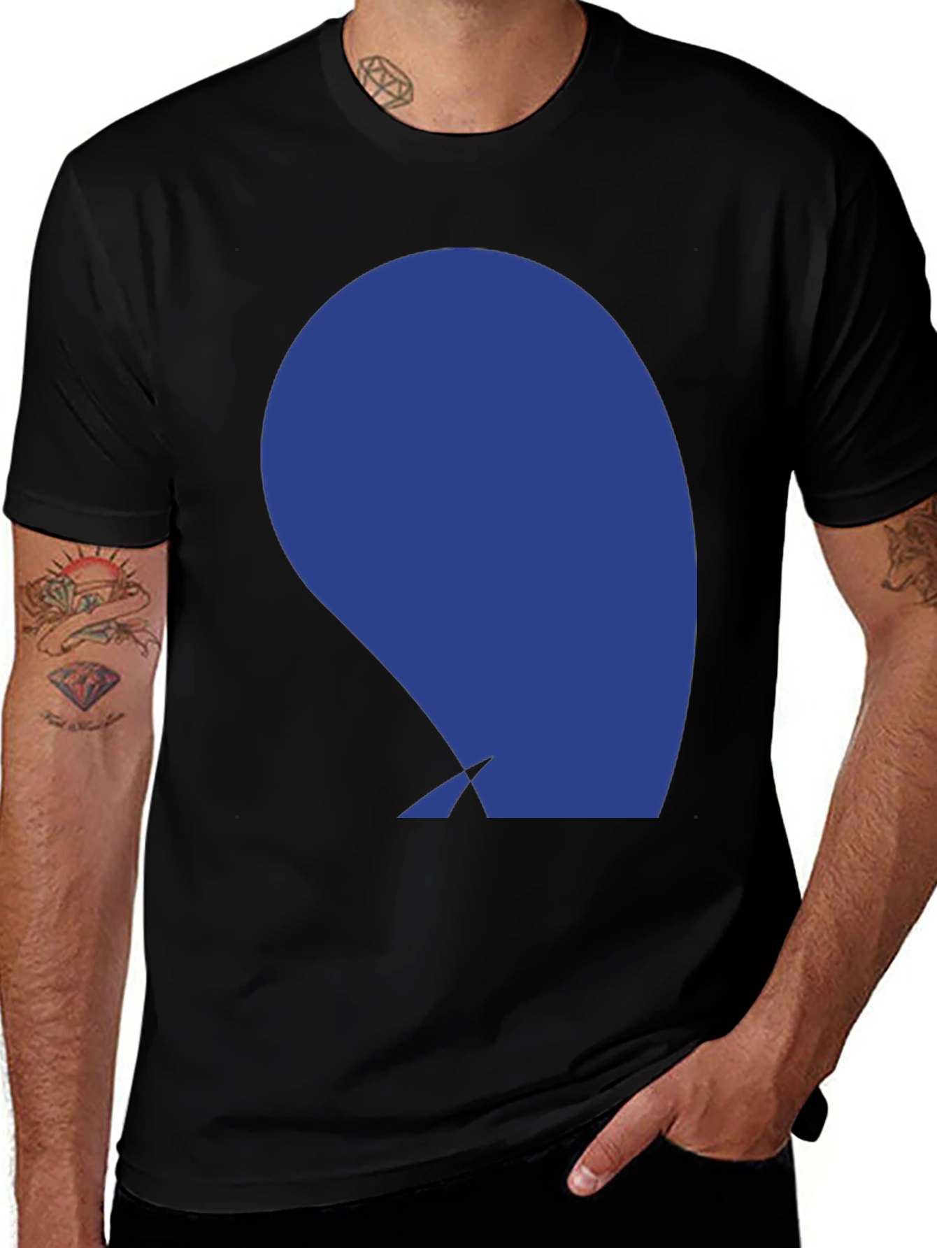 Abstract Blue Graphic Print Black T-Shirt