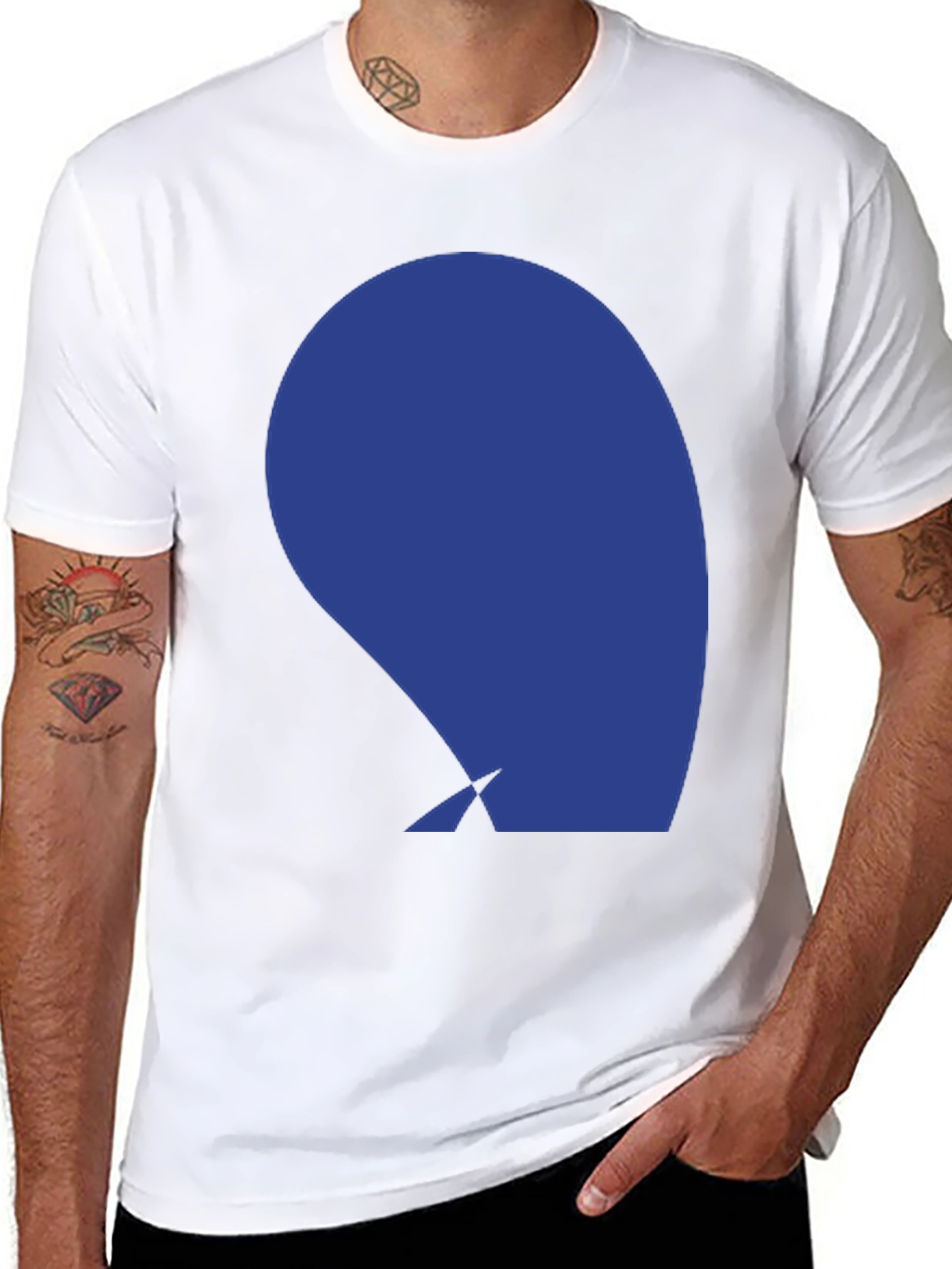Abstract Blue Graphic Print Black T-Shirt
