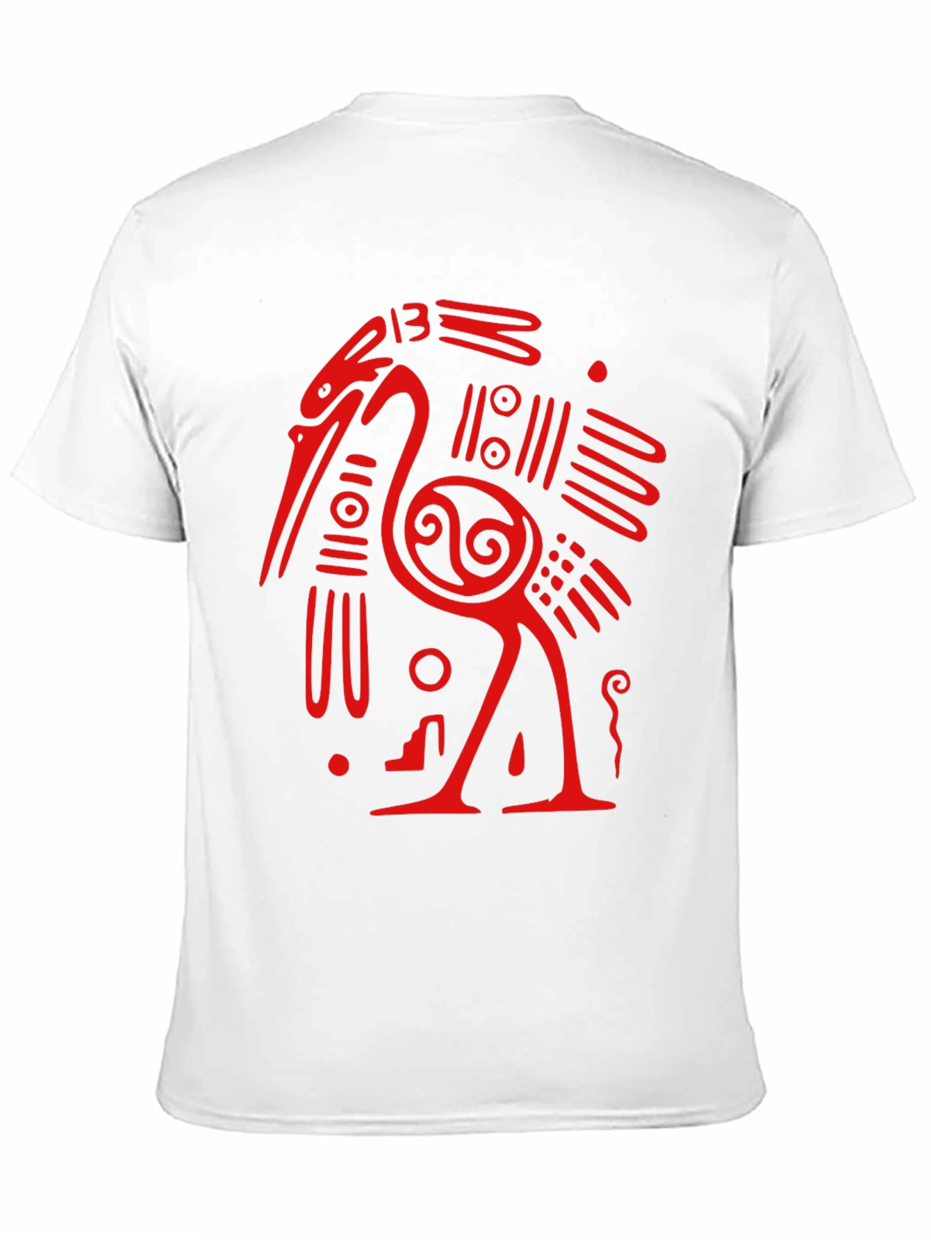 Unique Red Heron Graphic Black T-Shirt