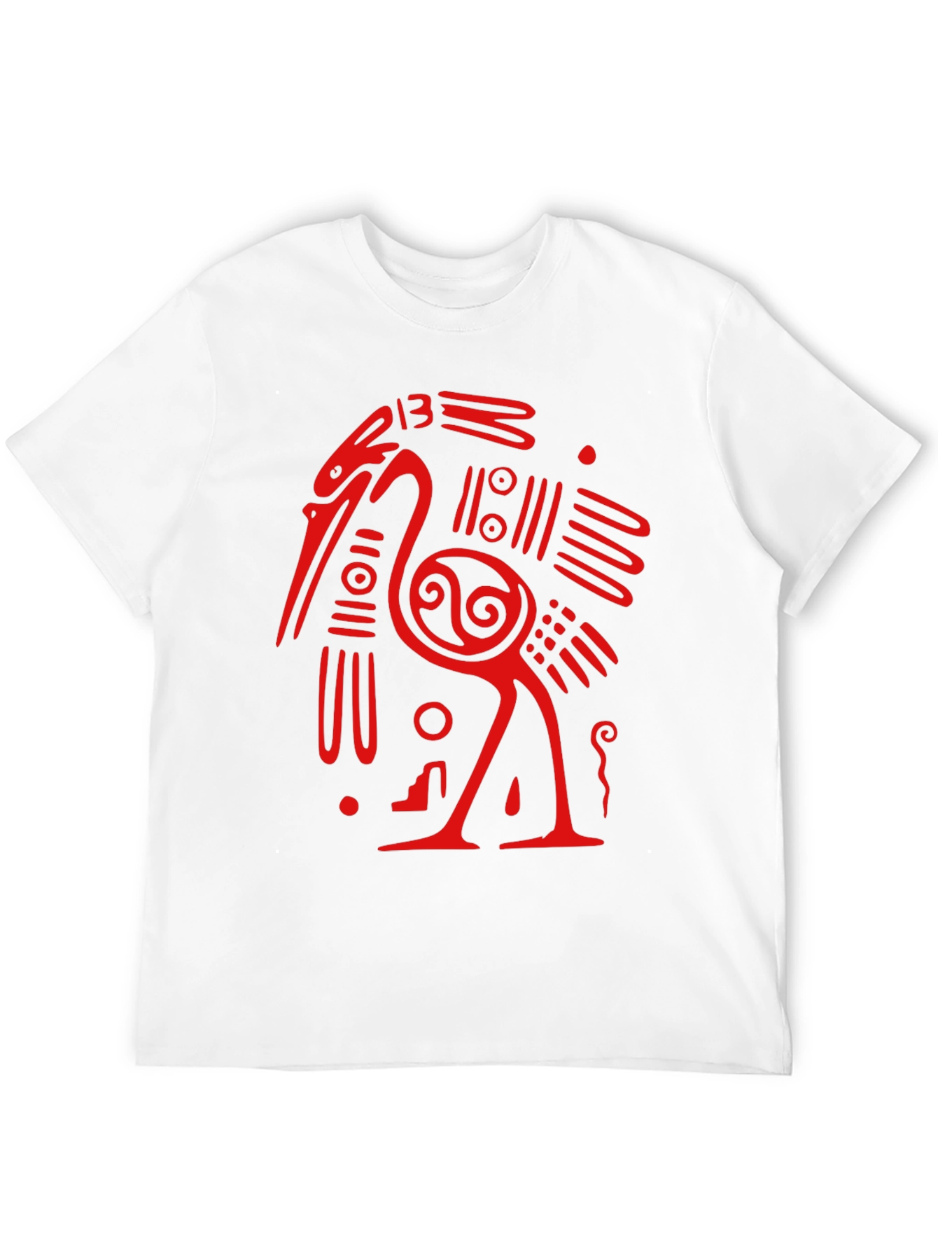Unique Red Heron Graphic Black T-Shirt