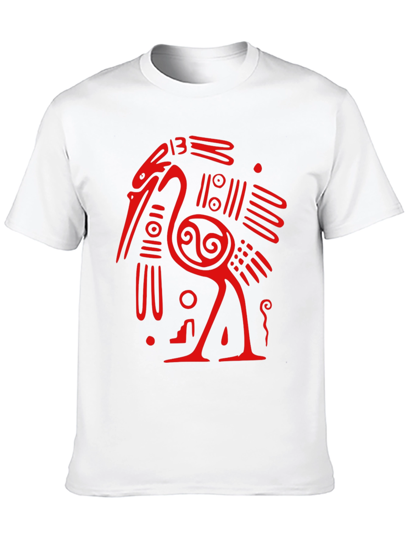Unique Red Heron Graphic Black T-Shirt