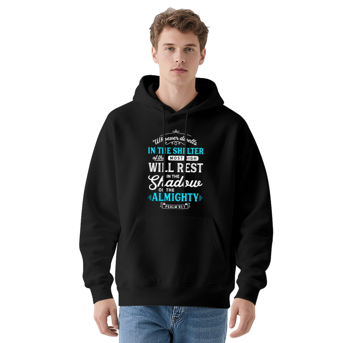 Psalm 91 Bible Quote Red Hoodie, Soft Religious Daily Hooded Sweatshirt